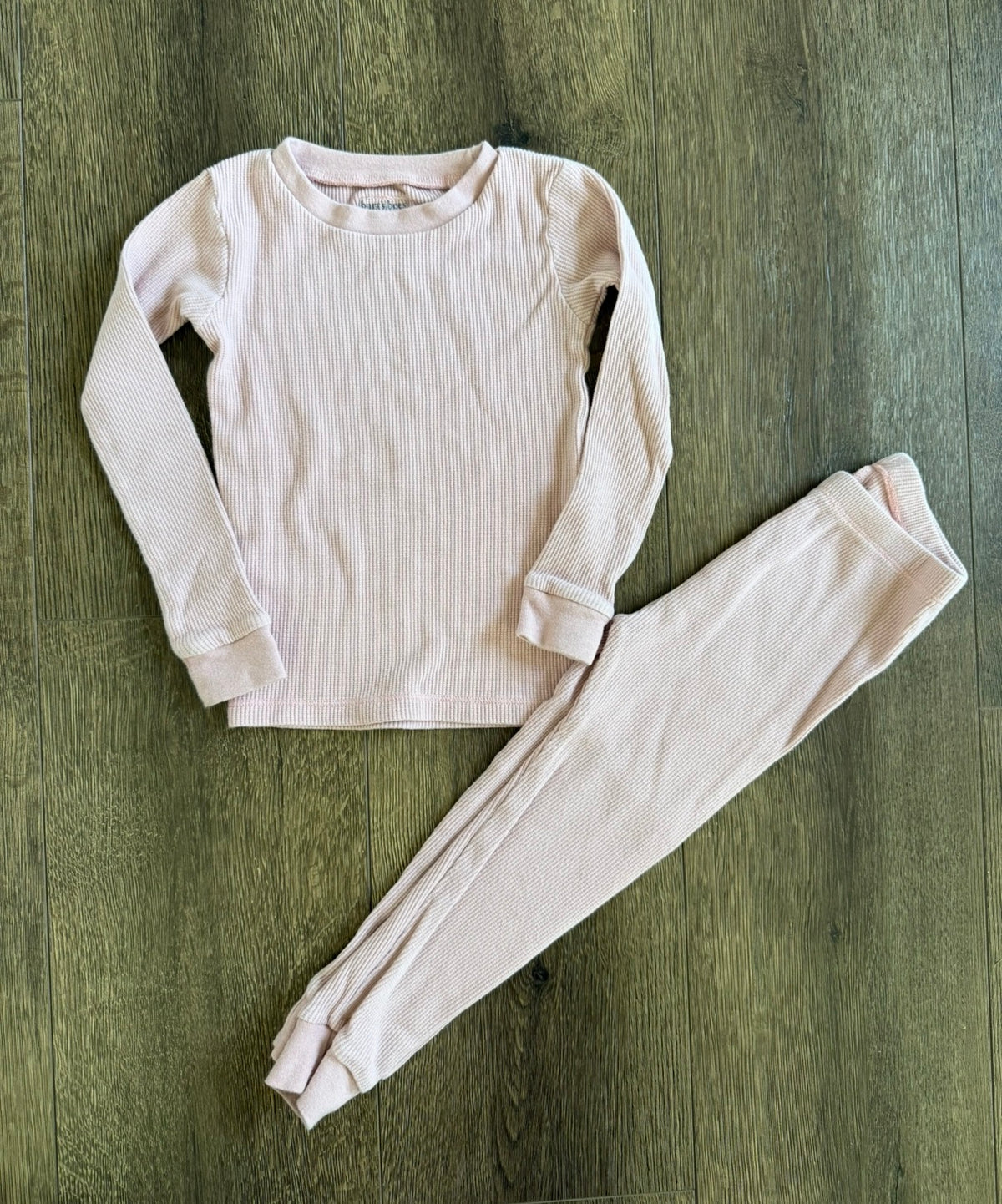 #173 Girls 4T Burts Bees Baby waffle knit pajamas (see notes)