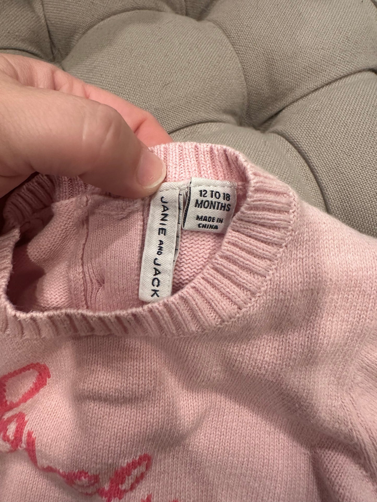 #85 Janie and Jack Lovely Pink Sweater, Infant girls 12-18m