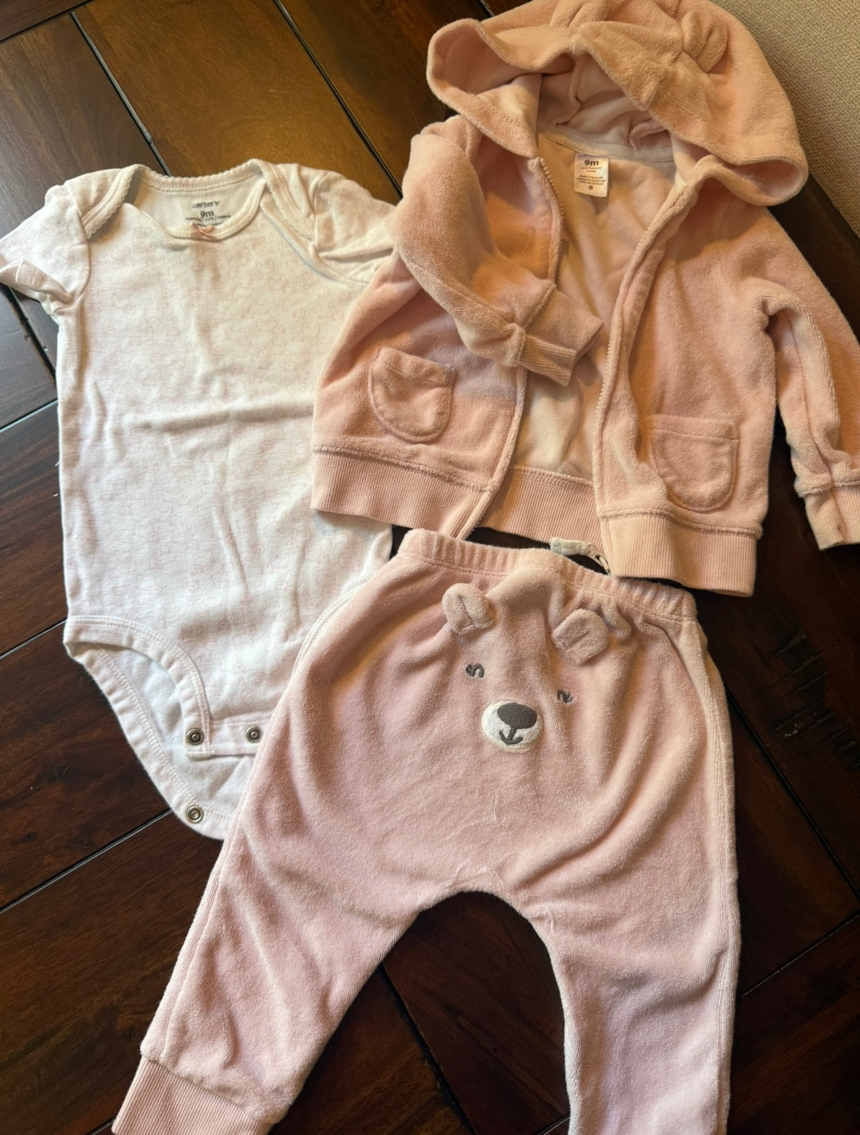 #51 REDUCED 9M Carter’s Pink Bear 3 Piece Outfit