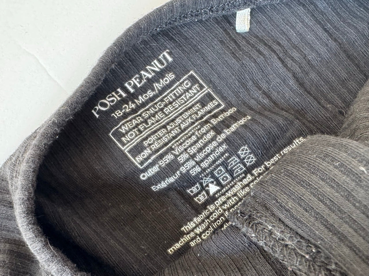 #190 REDUCED PoshPeanut 18-24 Bamboo Footie Black Sleeper