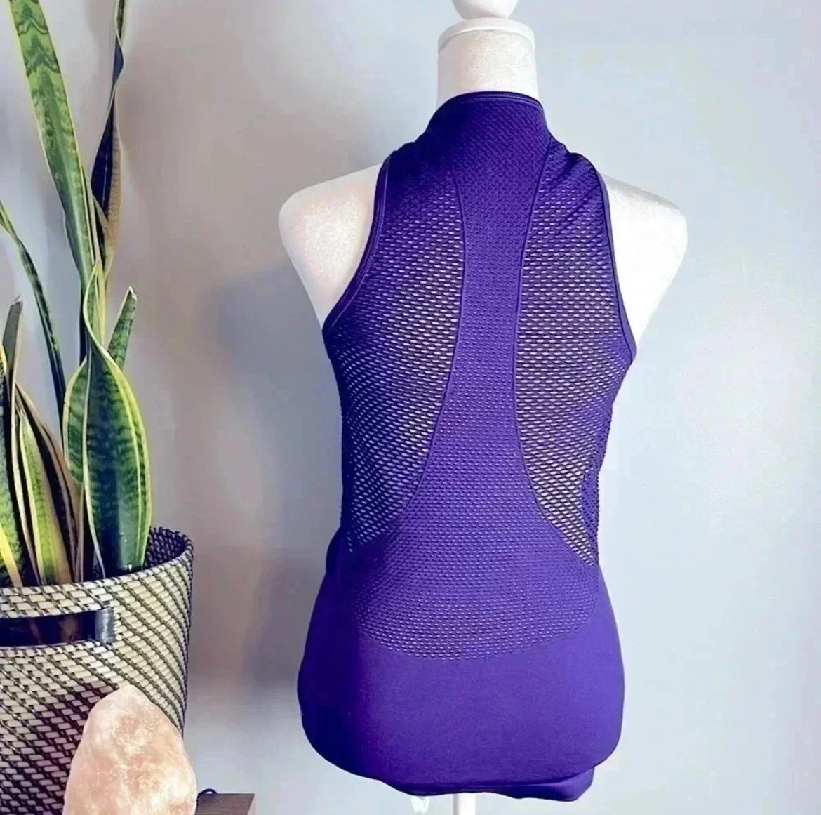 Seller #213 Women’s size small purple yoga tank mesh back
