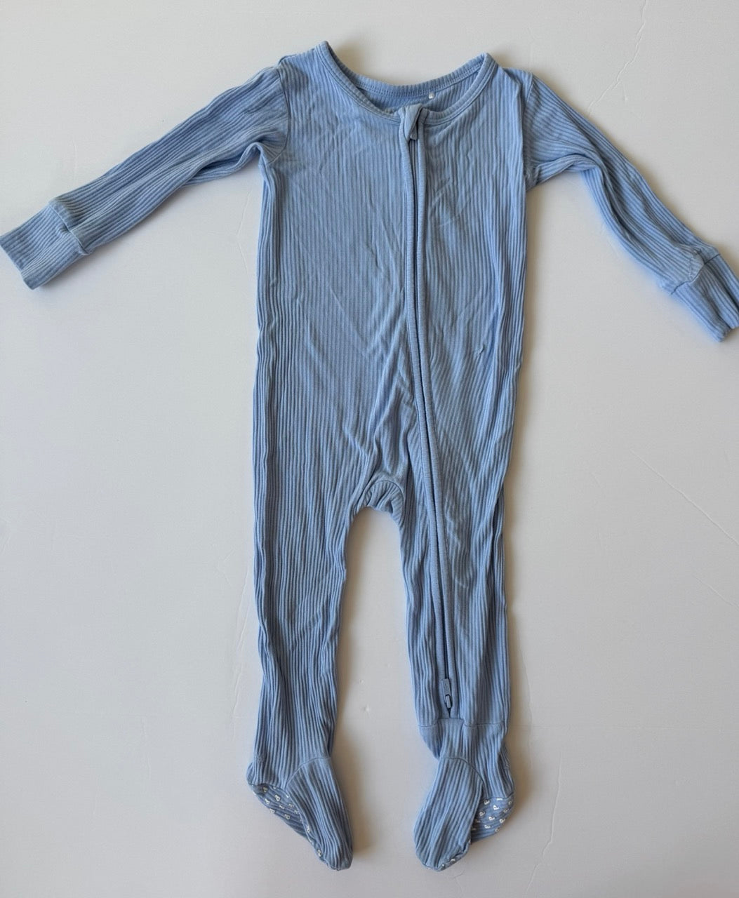 #190 REDUCED PoshPeanut 18-24 Bamboo Footie Skyblue Sleeper