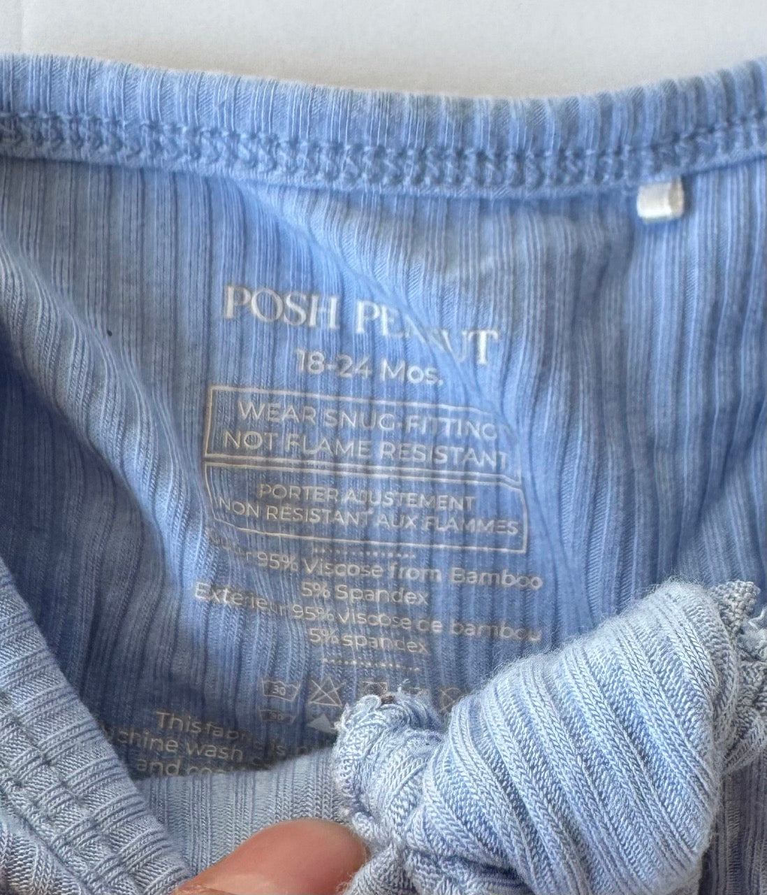 #190 REDUCED PoshPeanut 18-24 Bamboo Footie Skyblue Sleeper