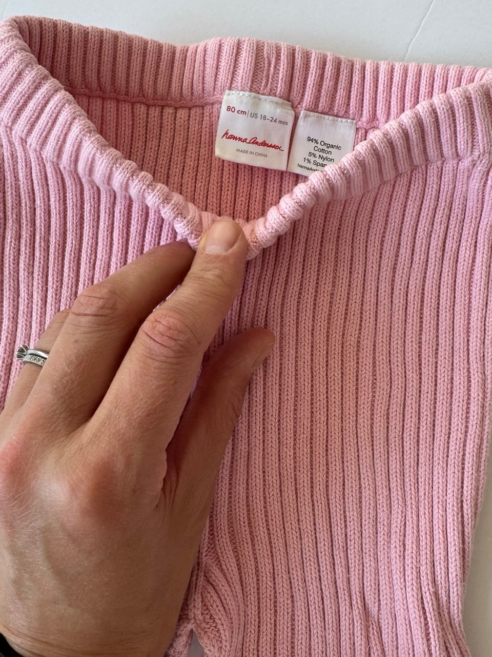 #190 Hanna Andersson 18-24 Sweaterknit Pink Leggings