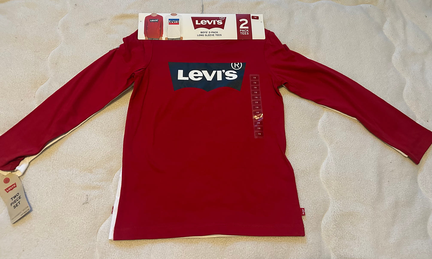 #77 NWT 2-Pack Levi’s Long Sleeve Shirts, Boys 7/8