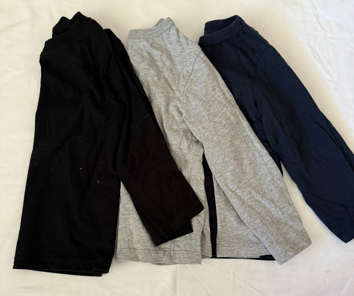 Seller # 19 Basic Long Sleeve Grey, Navy and White Shirts Boys 2T