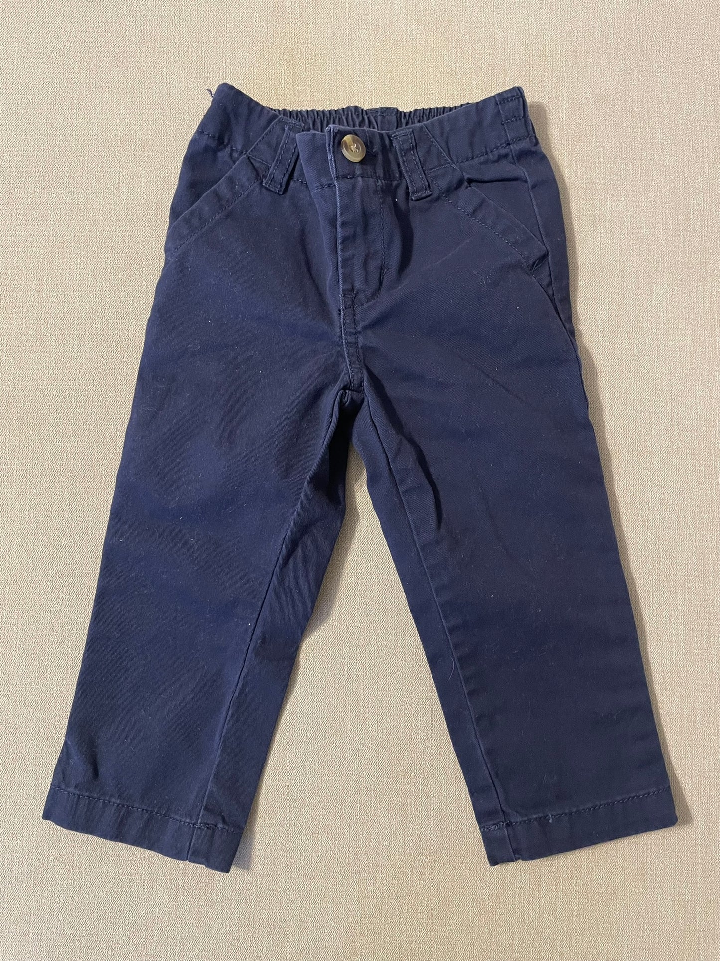 Seller #12 | Boys Crazy 8 Navy Chino Pants with Clasp Button and Elastic Waist | Size 18-24 months