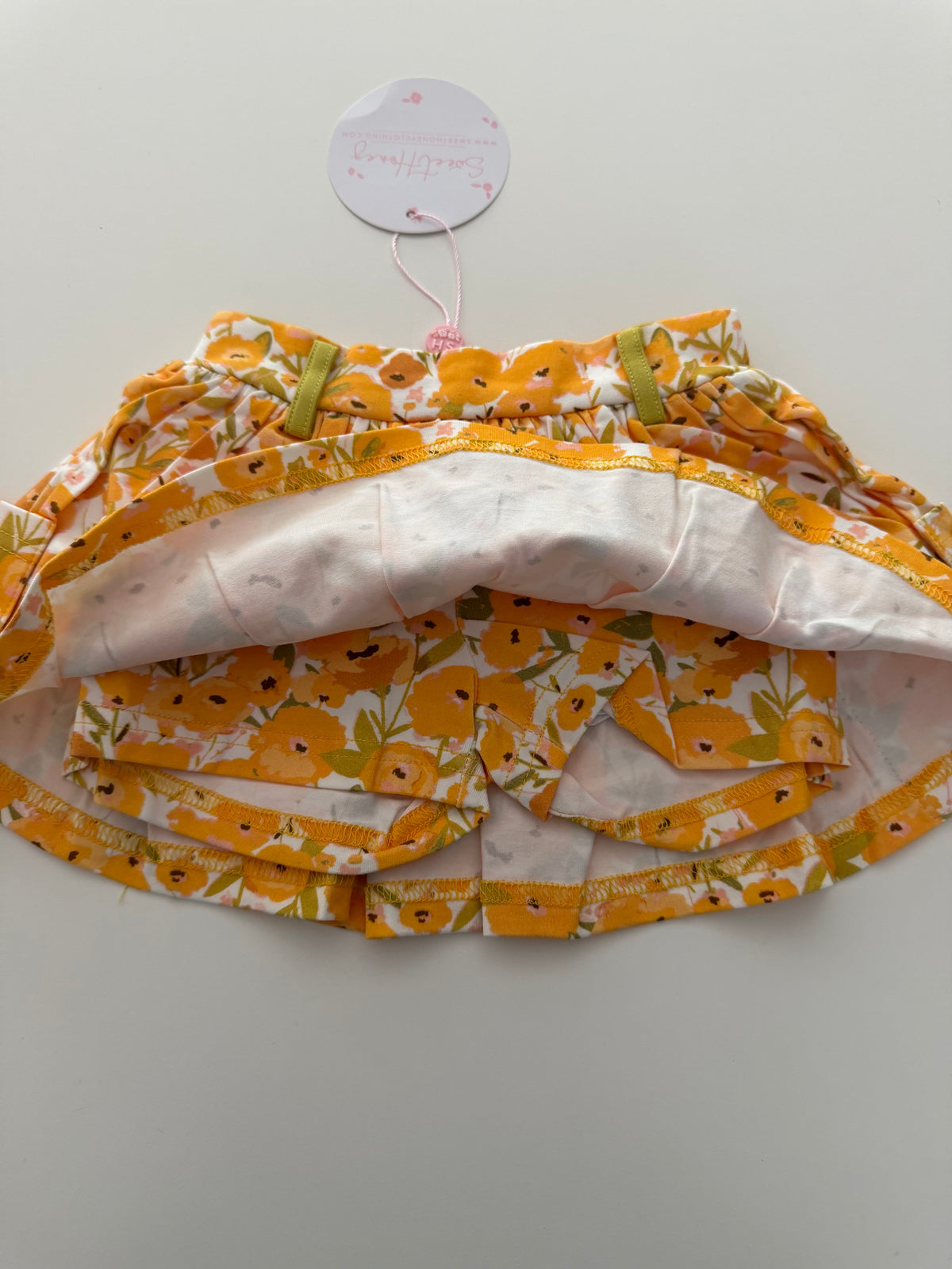 #117, Girls 18M, SweetHoney yellow floral skirt, New