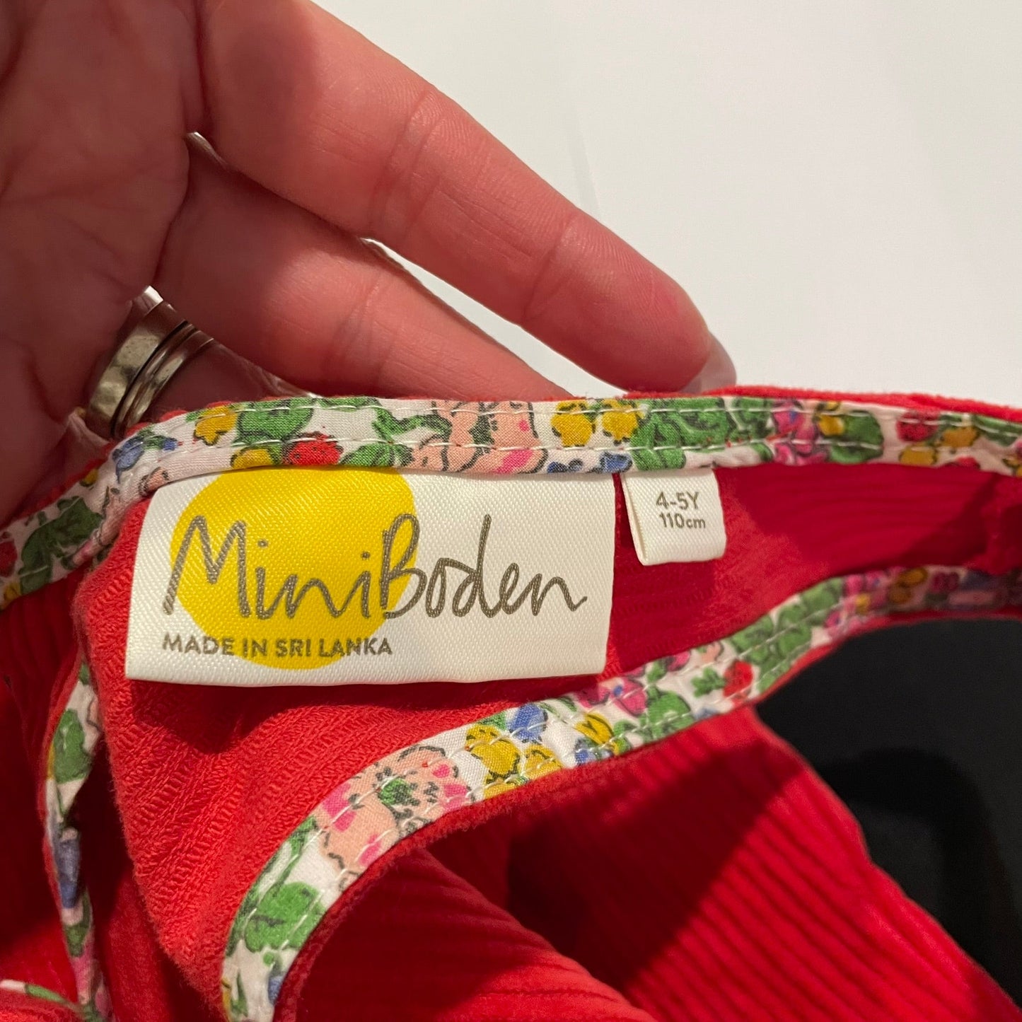 #126 Girls Mini Boden 4T (4-5Y) Red Corded Jumper EUC