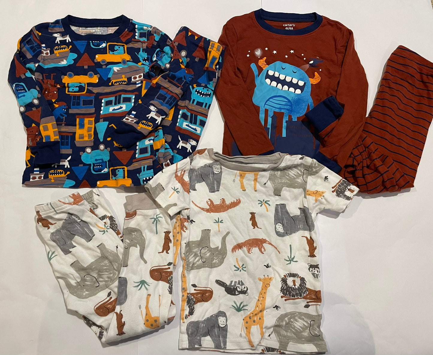 #126 Boys Carters 4T Set of 3 pajamas GUC