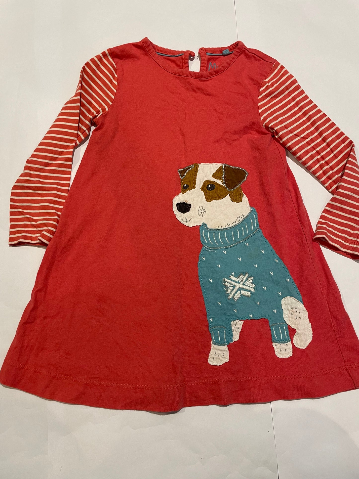 #126 Girls Mini Boden 4T (4-5Y) holiday Pink Dog in Sweater EUC