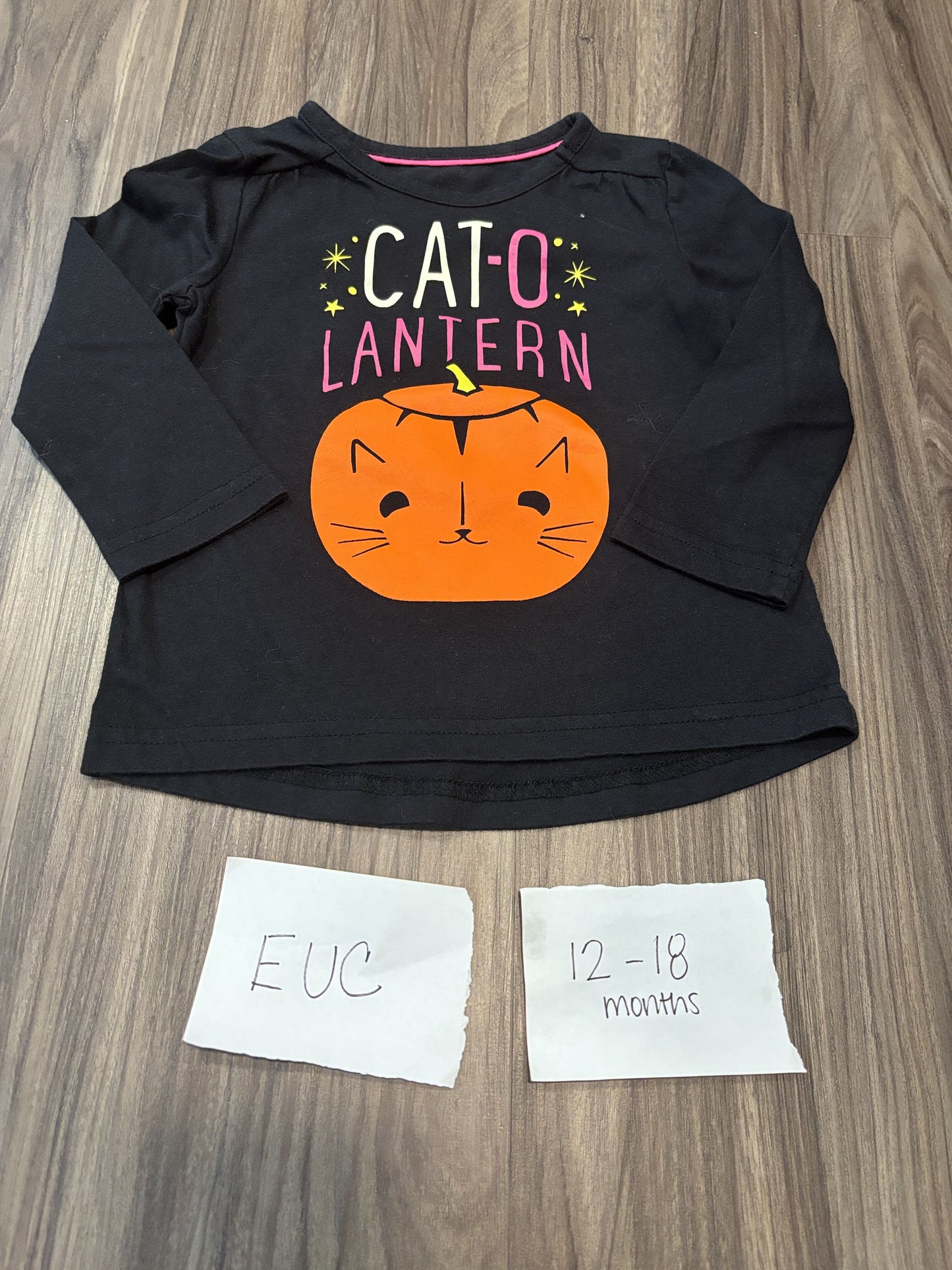 #138 - 12-18 Mo - EUC Cat & Jack - Cat-O-Lantern LS Shirt - PU 45236