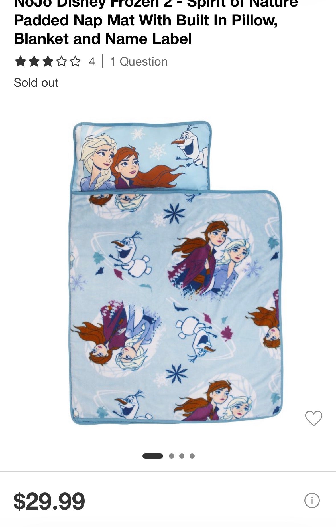 Seller #58 Girls Frozen nap mat