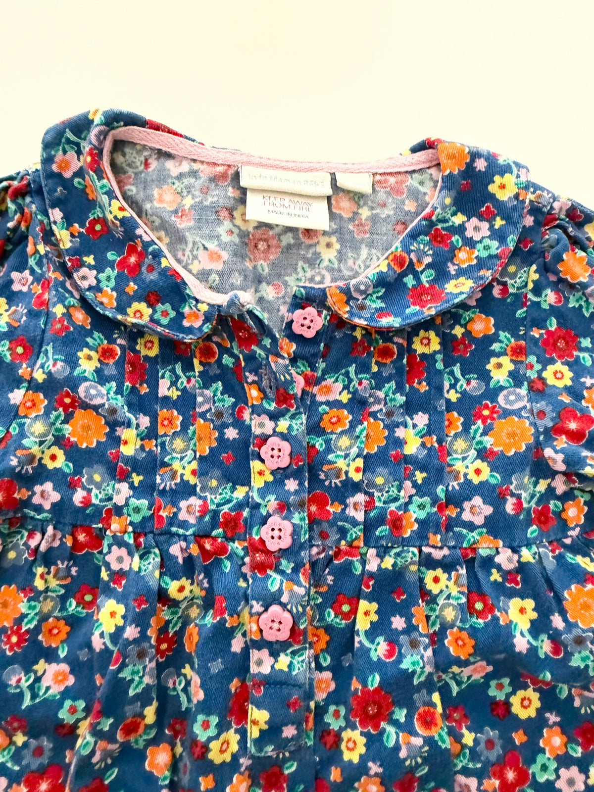 #117, Girls 18M, Jojo Maman Bebe blue floral print dress, VGUC