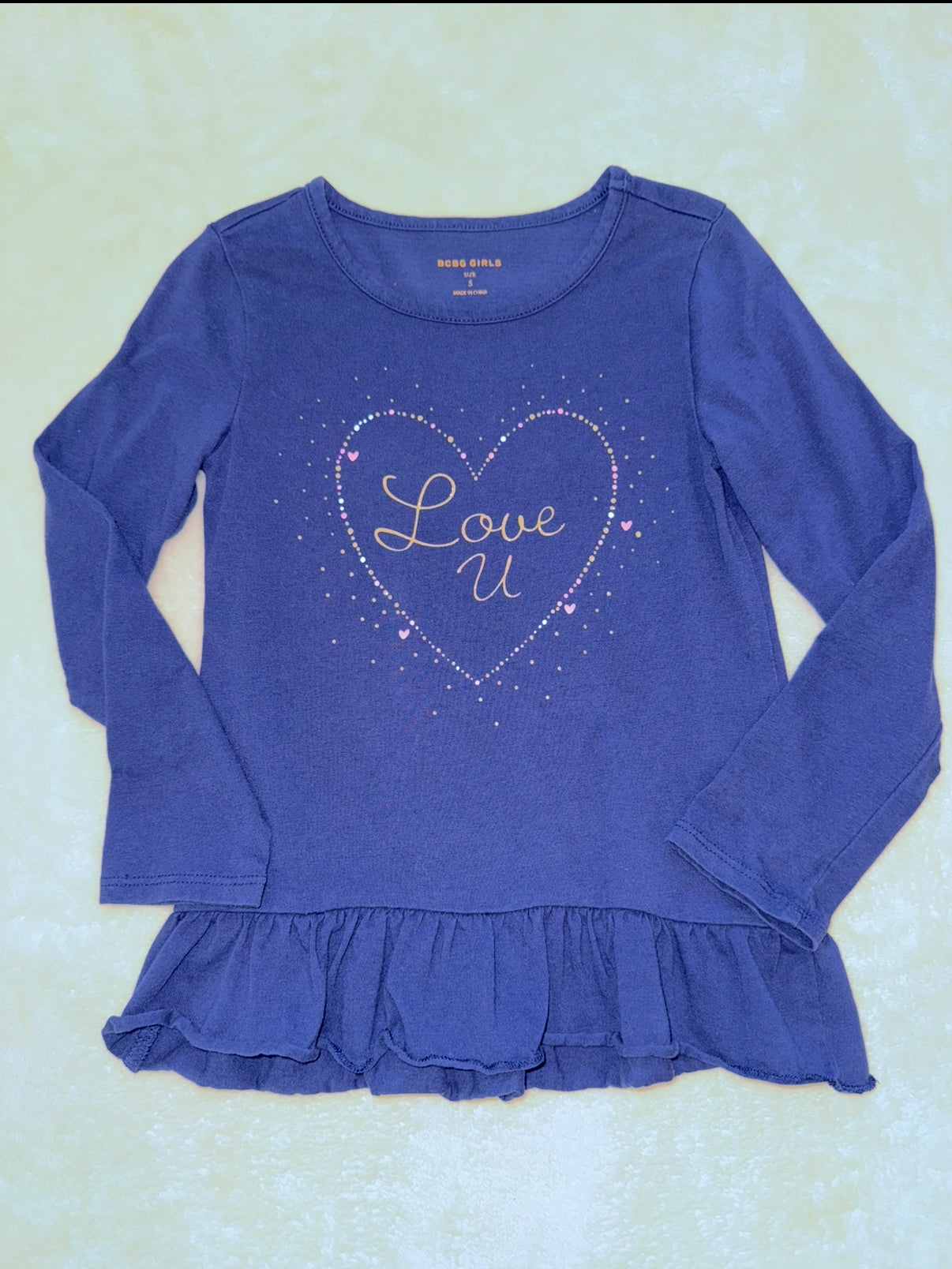 #46 Girls 5T BCBG girl euc long sleeve shirt navy color