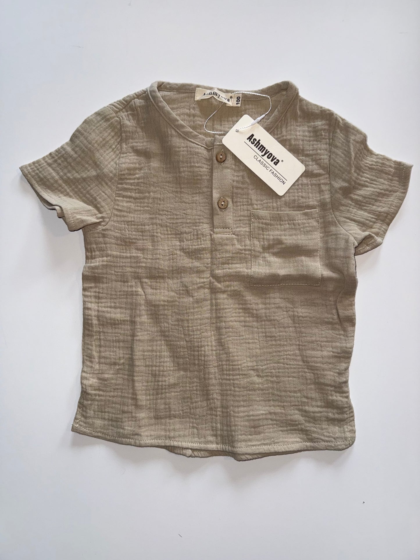 Seller 106: REDUCED Size 100 (4T) Tan Muslin Top NWT