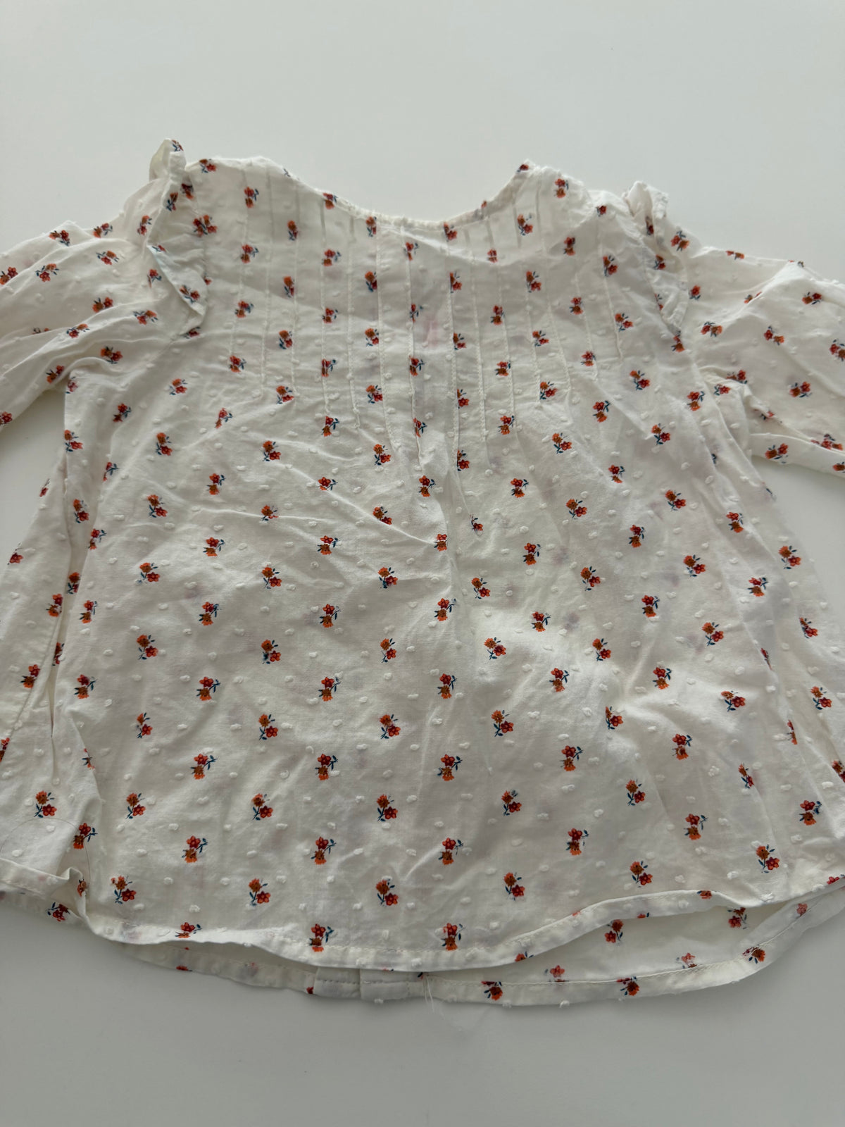 #117, Girls 3T, Zara cream & orange floral print blouse, VGUC