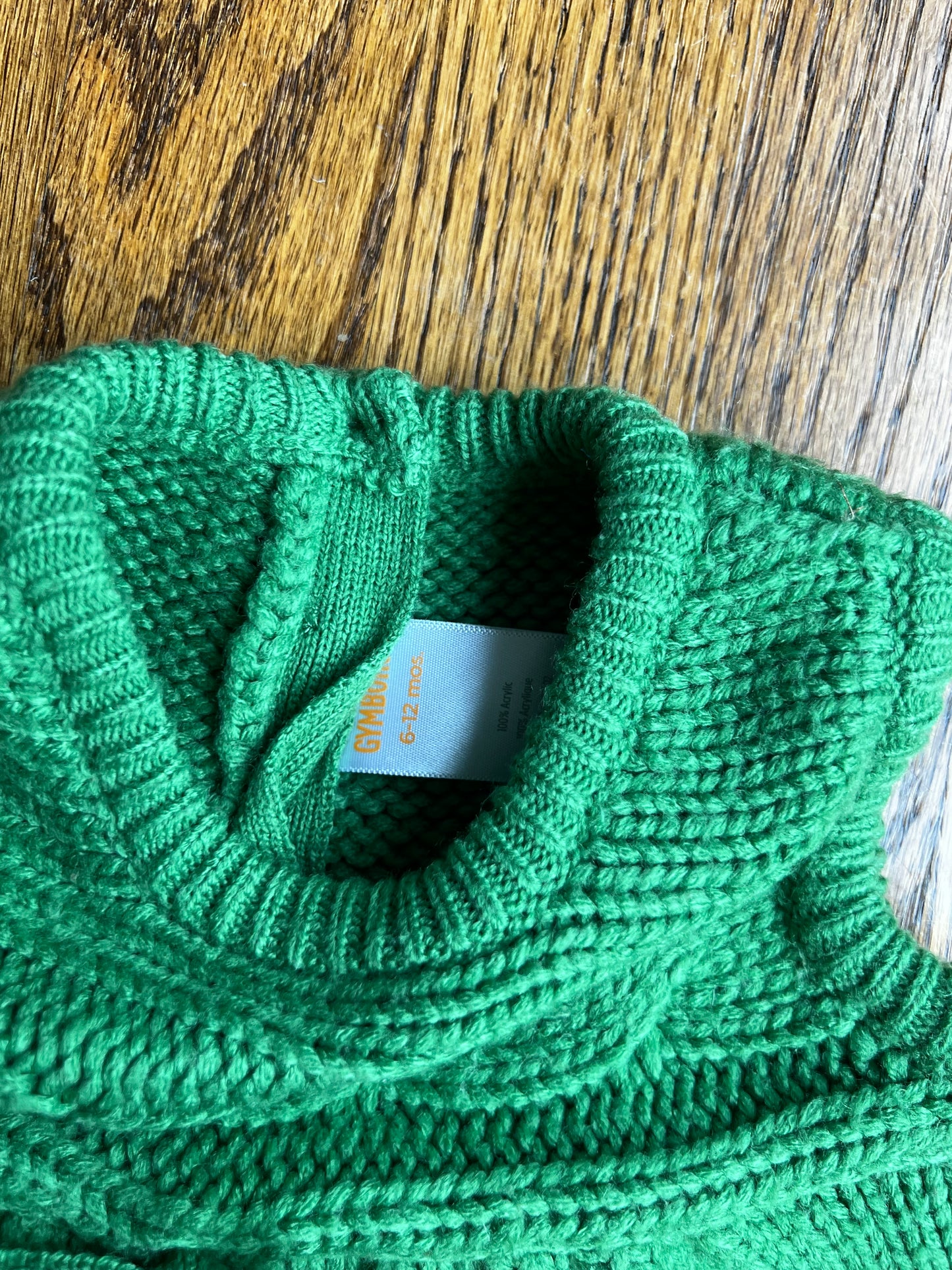 Seller #115 - Gymboree Baby Girl 6-12M Green Sweater Jumper with Pink Poms & Coordinating Pink Boden Tights, VGUC