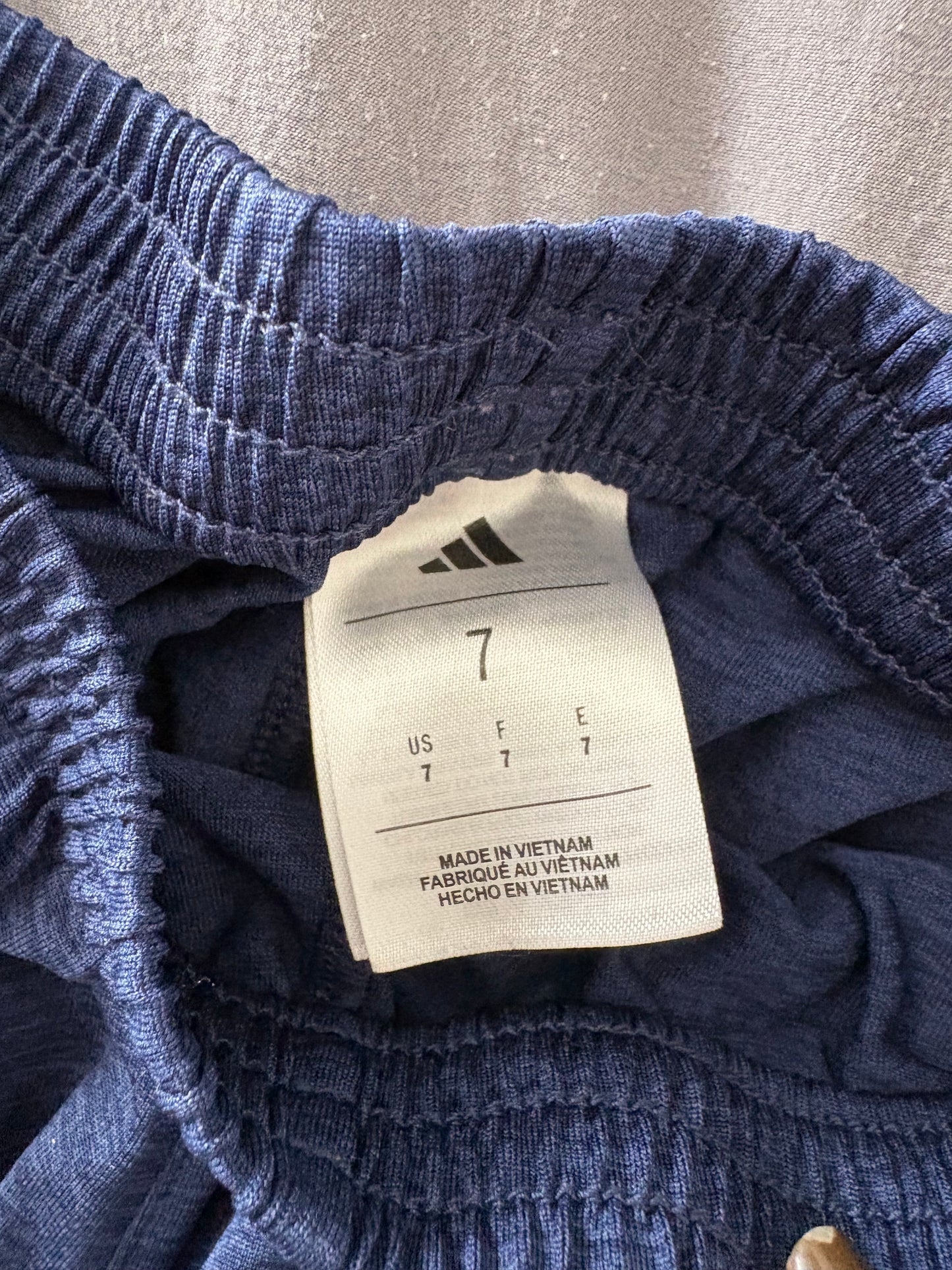 #28 REDUCED Boys Adidas Shorts Navy/Tan - Size 7