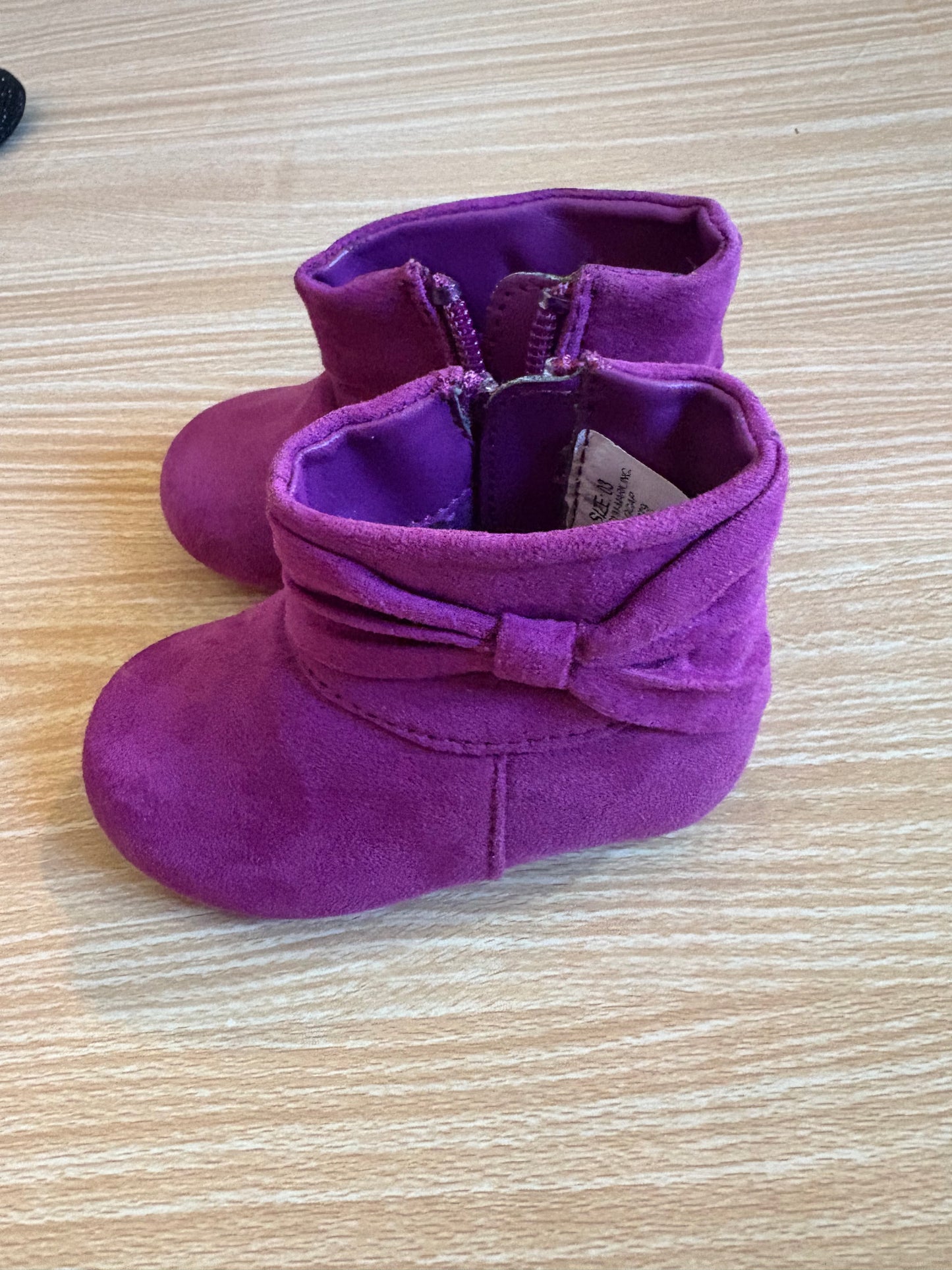 #102 Gymboree Purple Bow Ankle Boots Baby Size 3