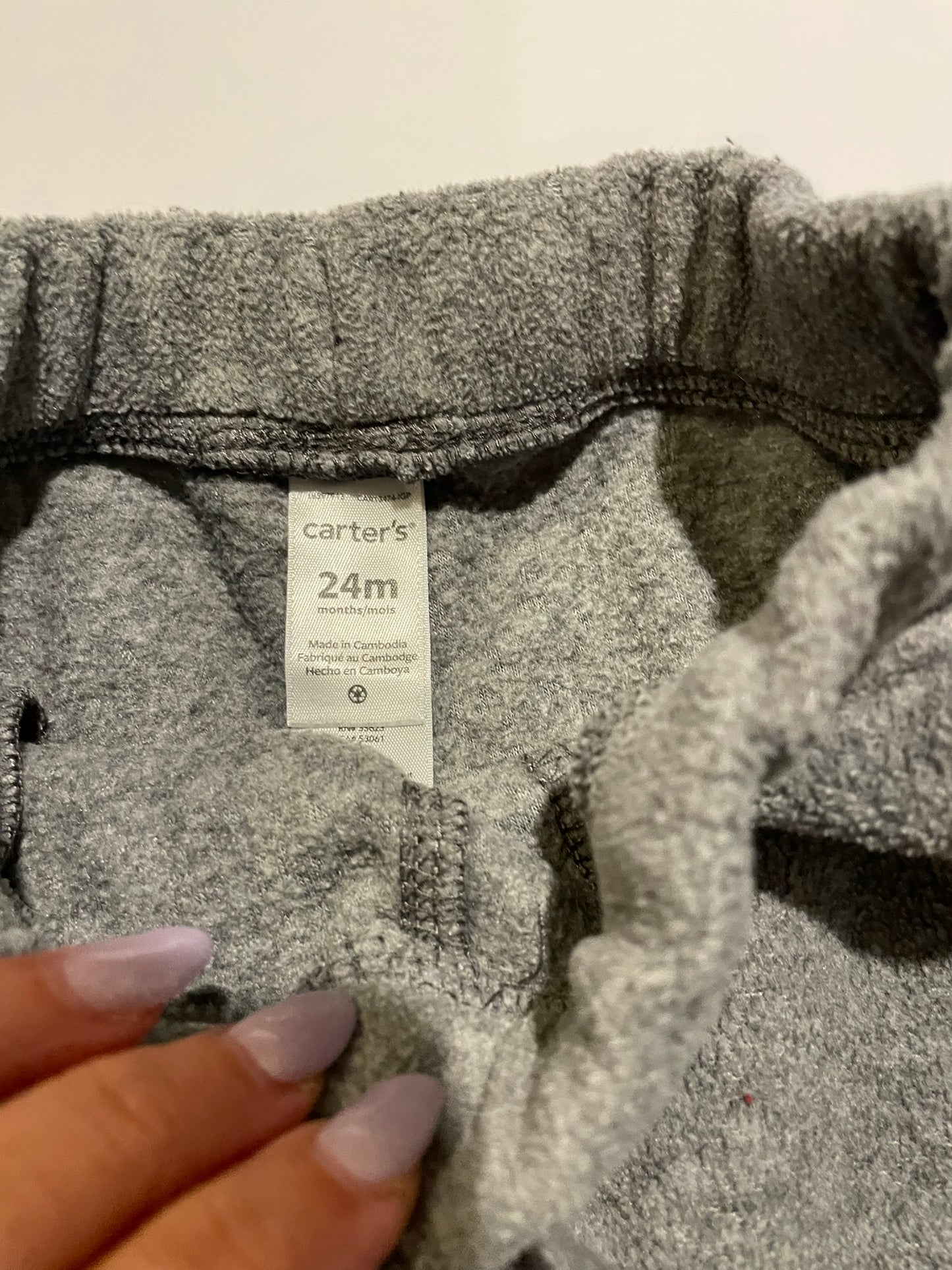 #126 Boys Carters 24M Set 3 Pants (2 Fleece, 1 sweatpant)