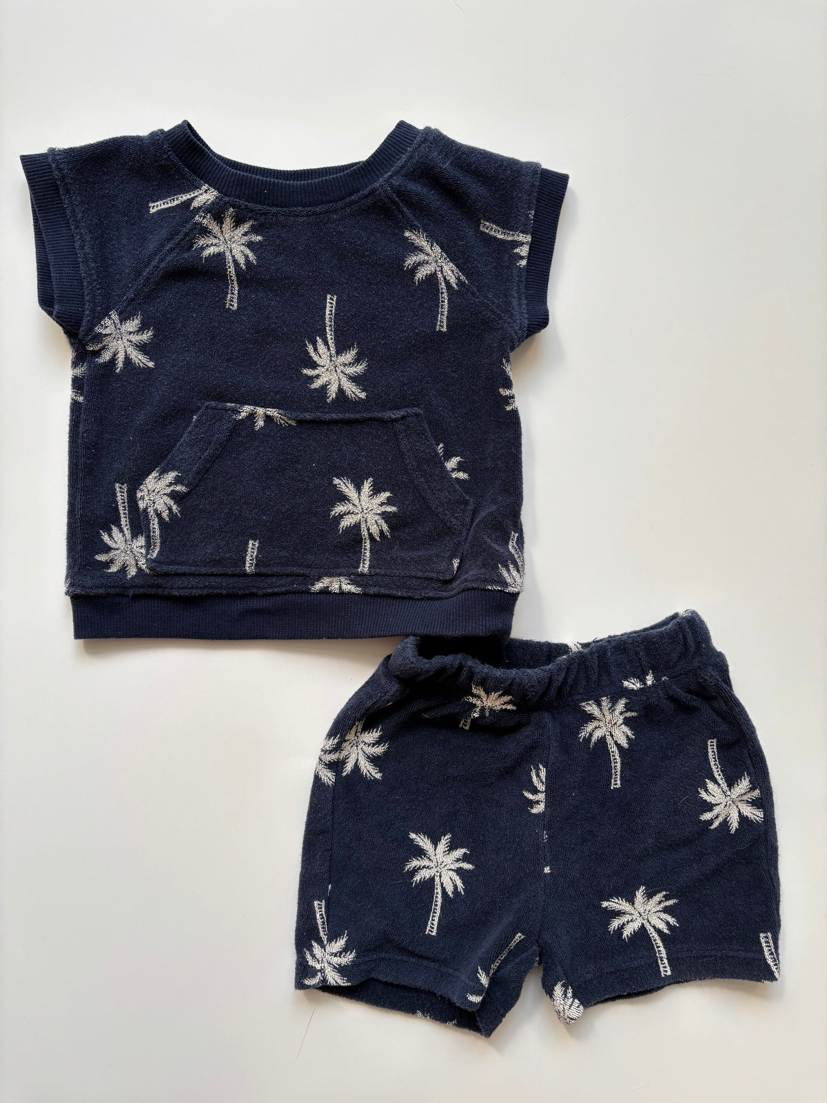 Seller #50 Old Navy Palm Tree Terry Cloth Set - GUC 6-12 Months
