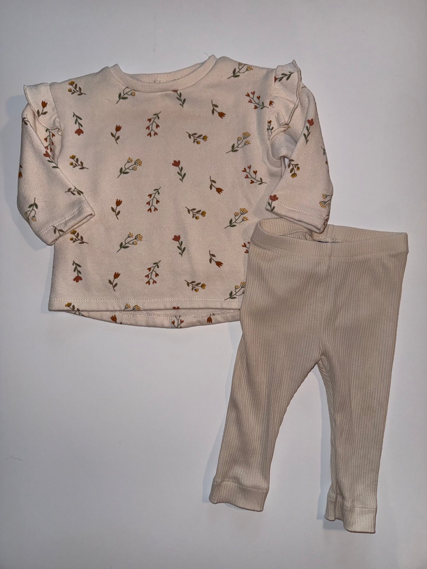 Seller 106: REDUCED 12m Rabbit + Bear Sweatshirt & 6-12m Old Navy Ribbed Cream Leggings