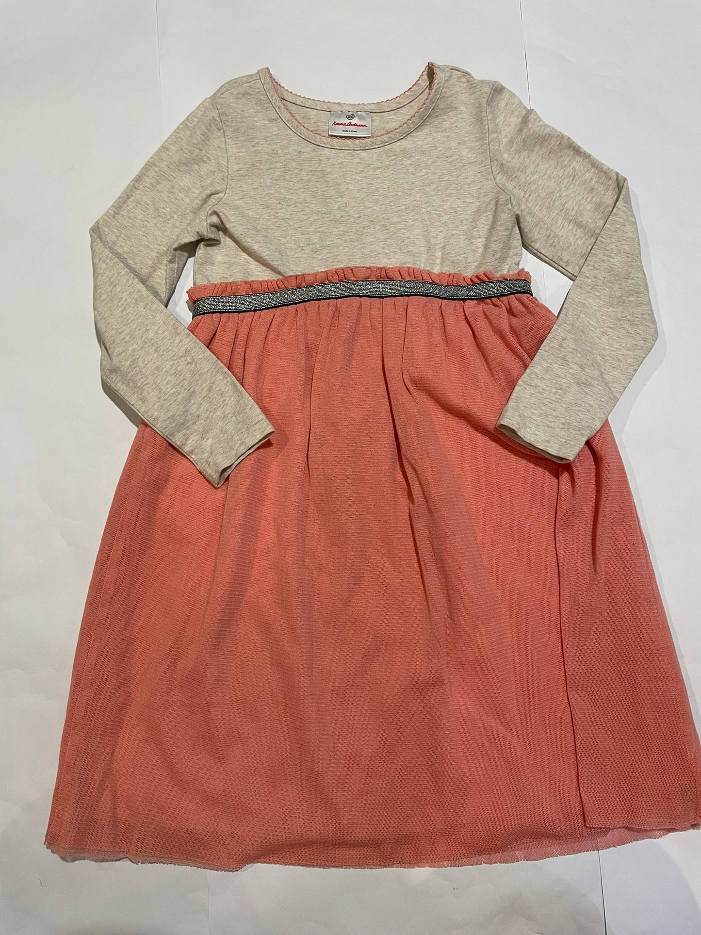 #126 Girls Hanna Andersson 120 (6-7) LS Pink Tulle Dress VGUC