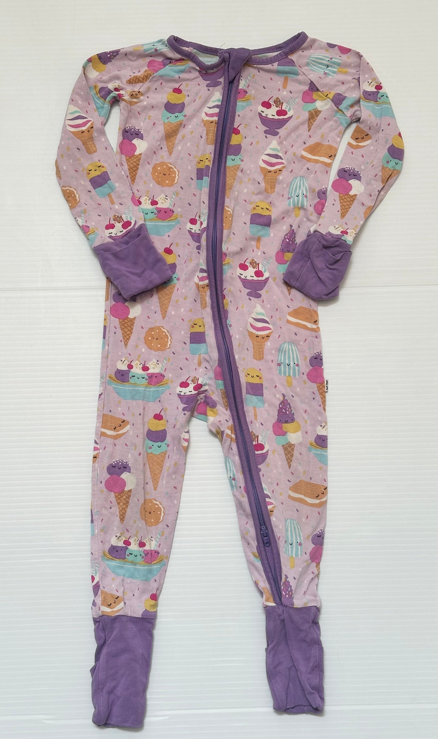 #168 Little Sleepies Girls 12-18m Wildberry Ice Cream Social Zippy