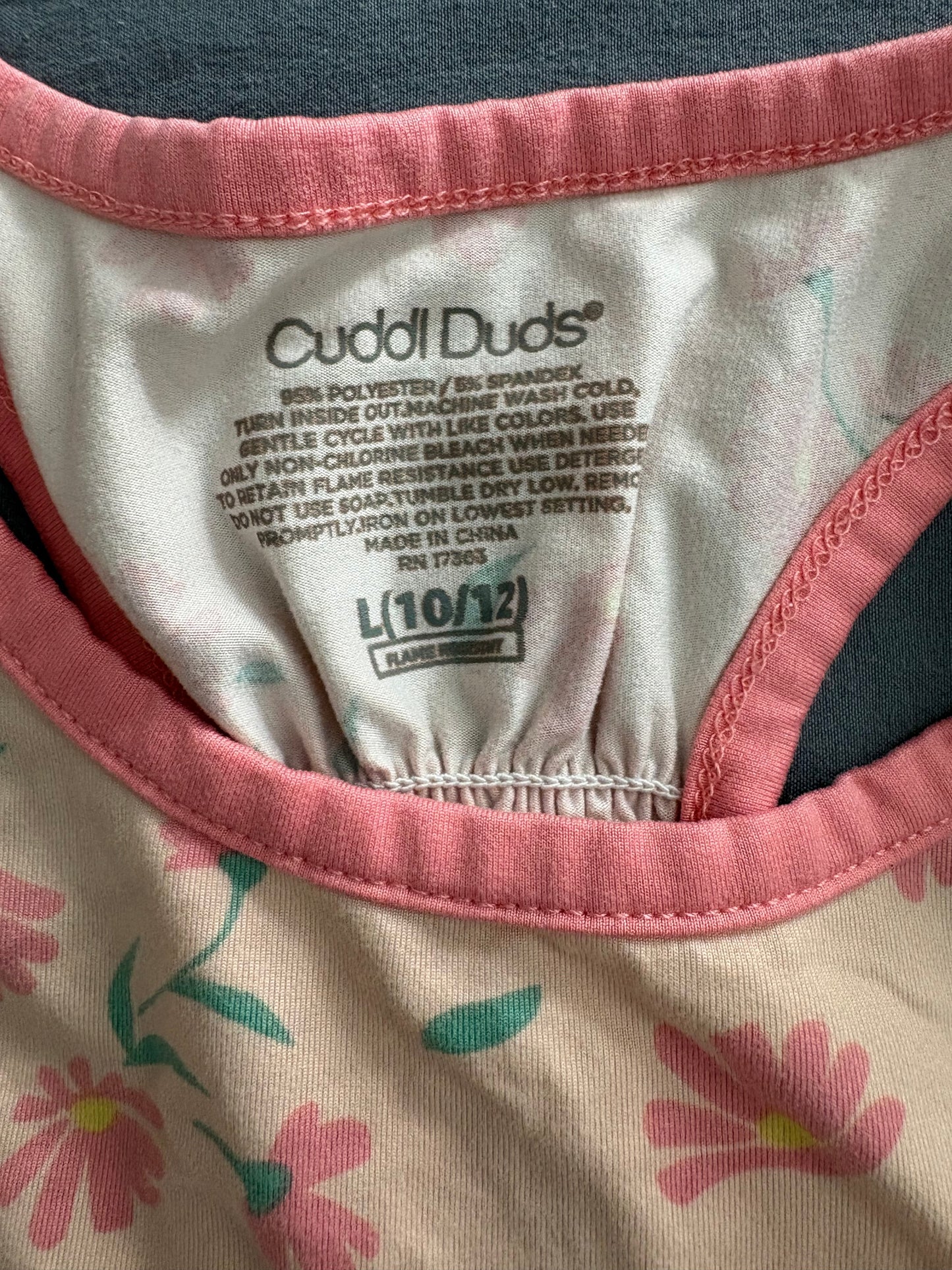 #28 REDUCED Girls Cuddle Duds Orange Floral PJ Set - L(10/12)