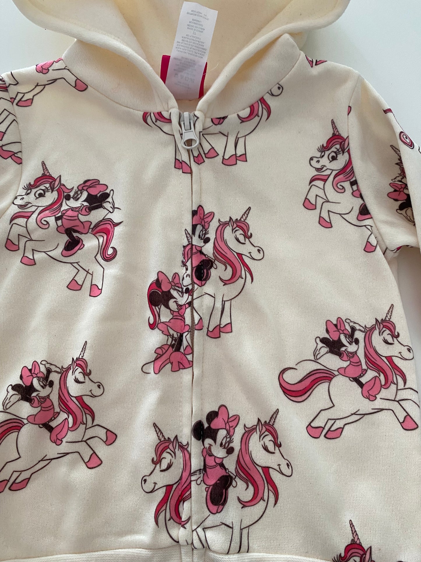 #117-Girls 3T, Disney Minnie Mouse Cream Full Zip Sweatshirt, EUC