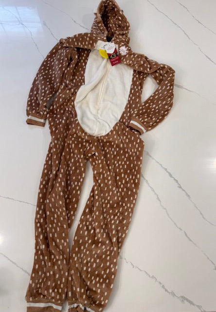 #222 North Pole Kids Unisex XL (18/20) Reindeer Hooded Sleep Onesie (NWT)