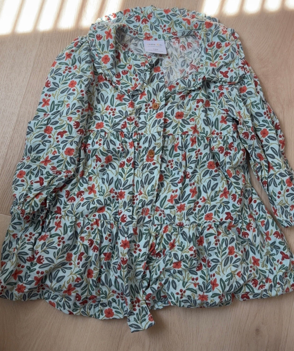 REDUCED! #49 Girls 12 months Little Co. teal floral dress EUC