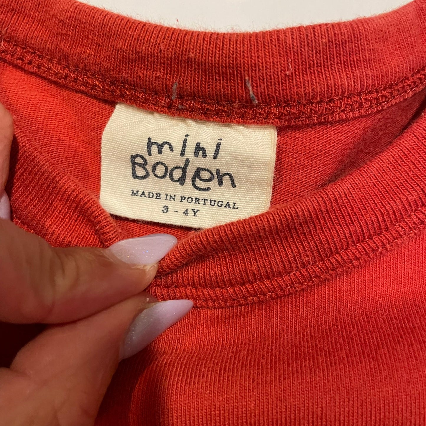 #126 Boys Mini Boden 3T (3-4Y) Orange LS Car Shirt EUC