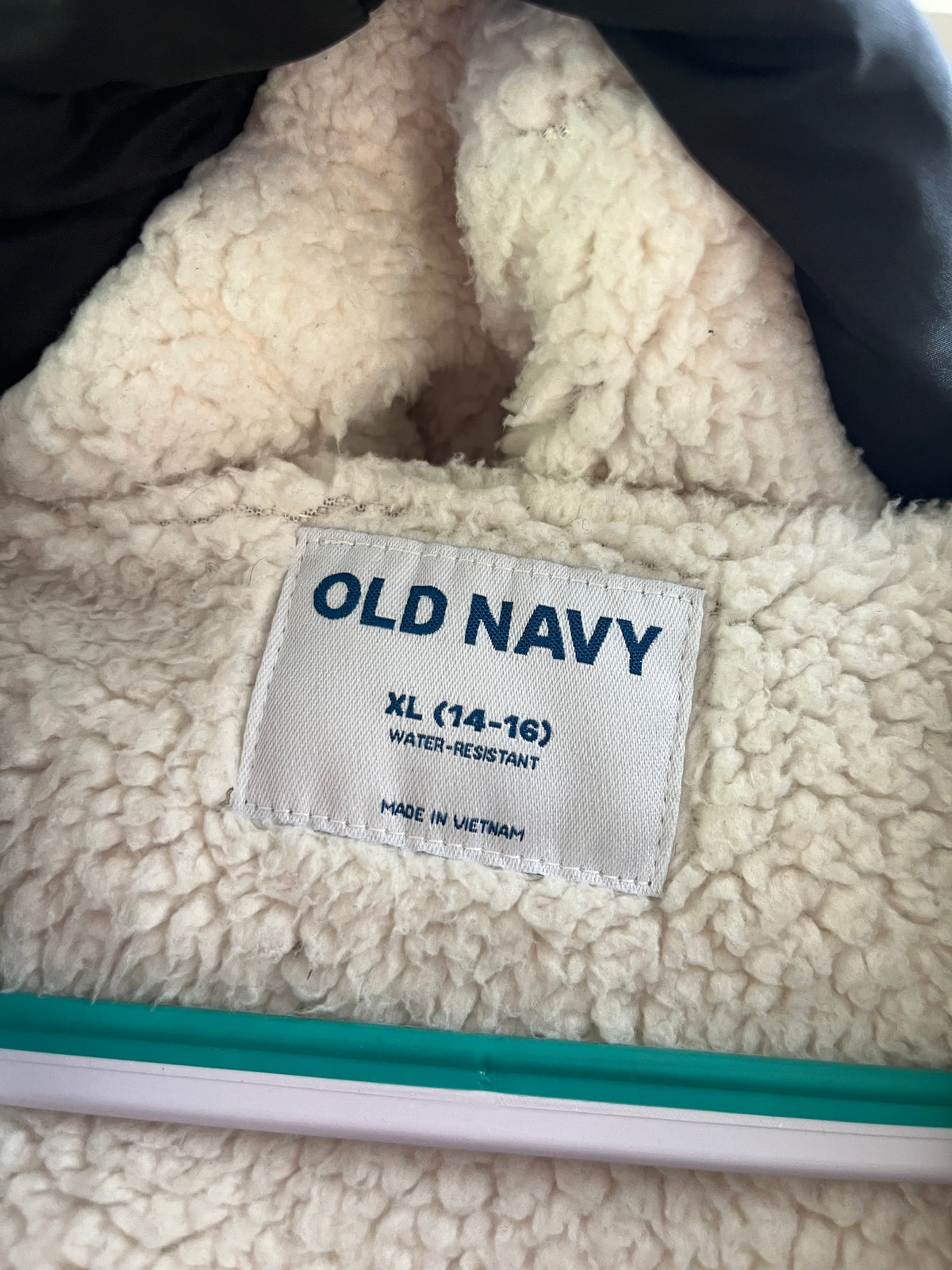135 Girls black puffer coat from Old Navy XL 14/16 LN