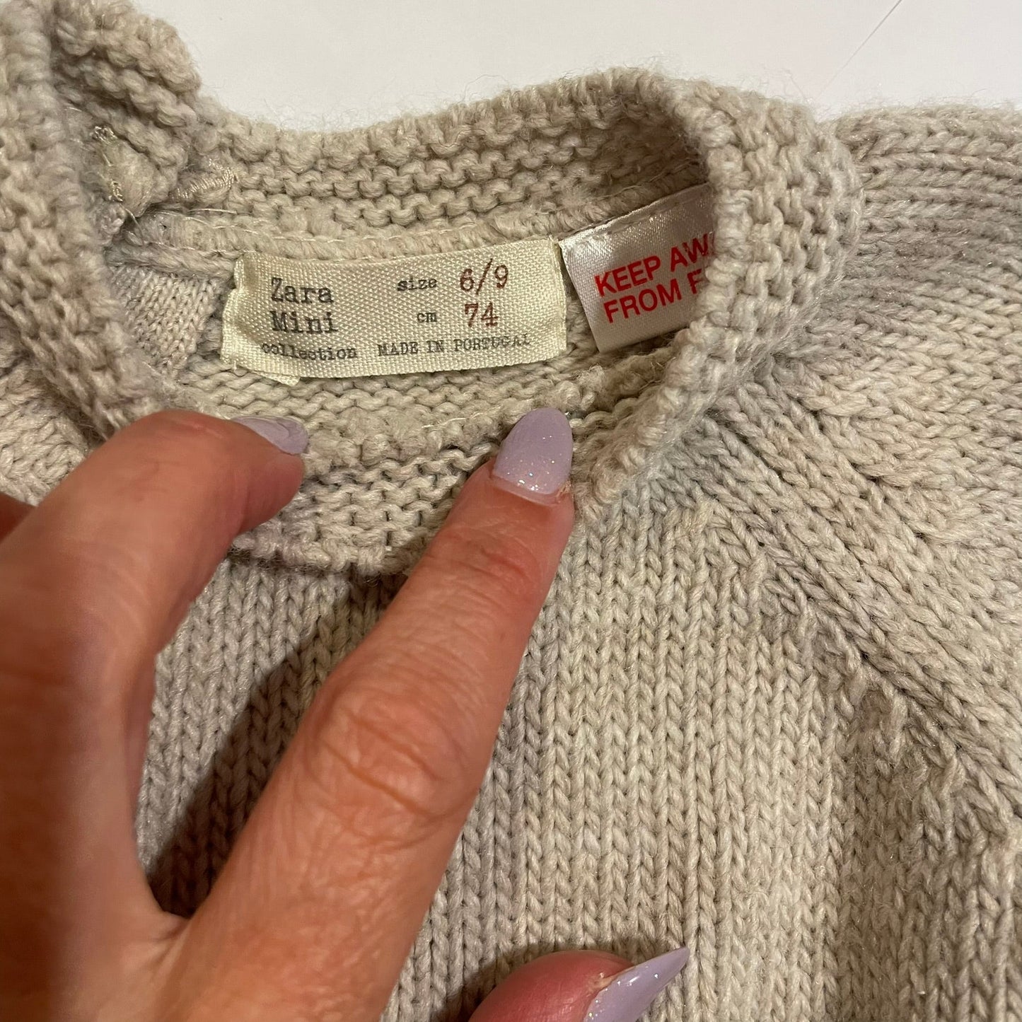 #126 Boys Zara Mini 6-9M (9M) Bear Sweater EUC