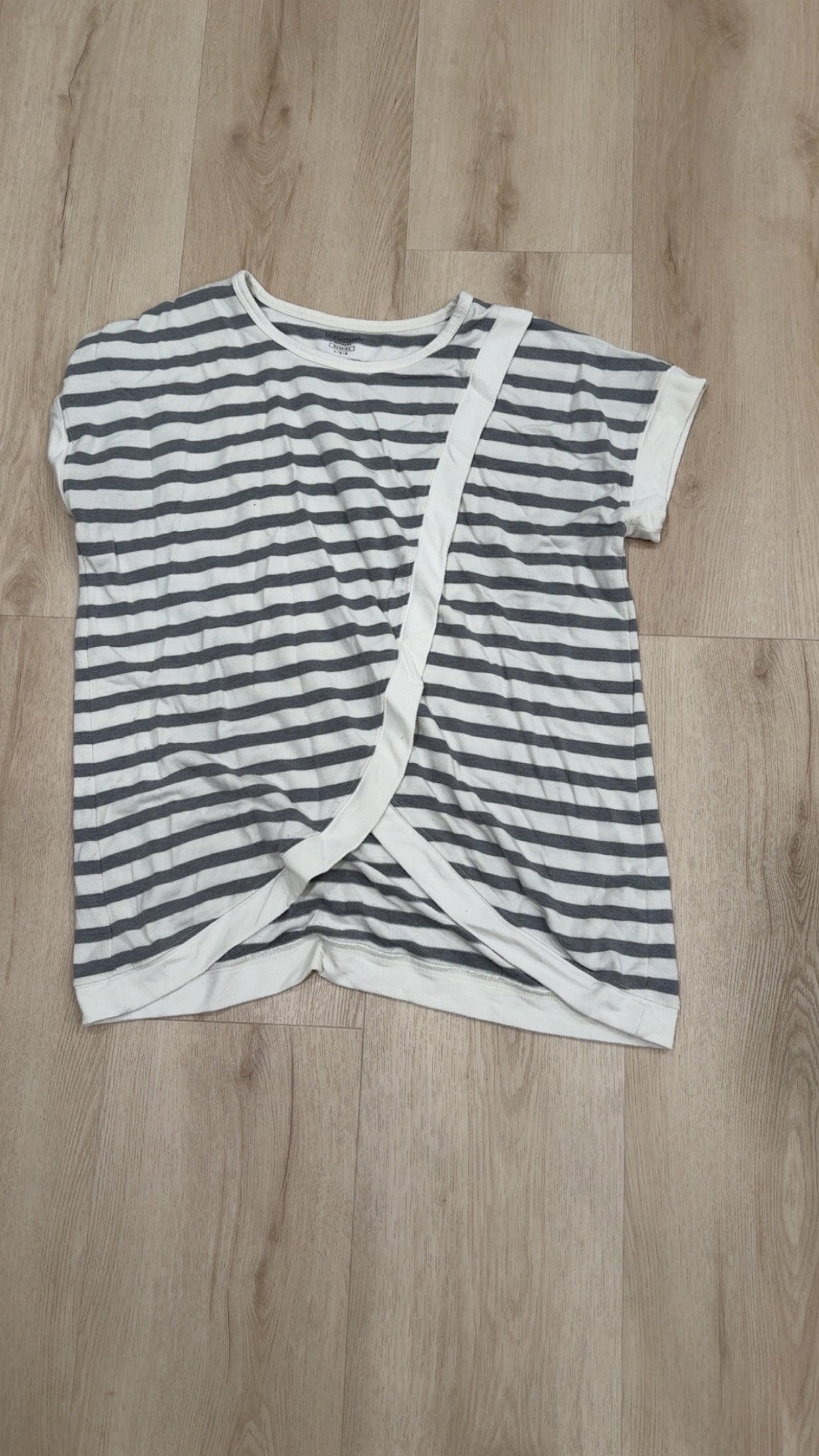 REDUCED! #49 Motherhood Maternity gray/white striped maternity/nursing top size L