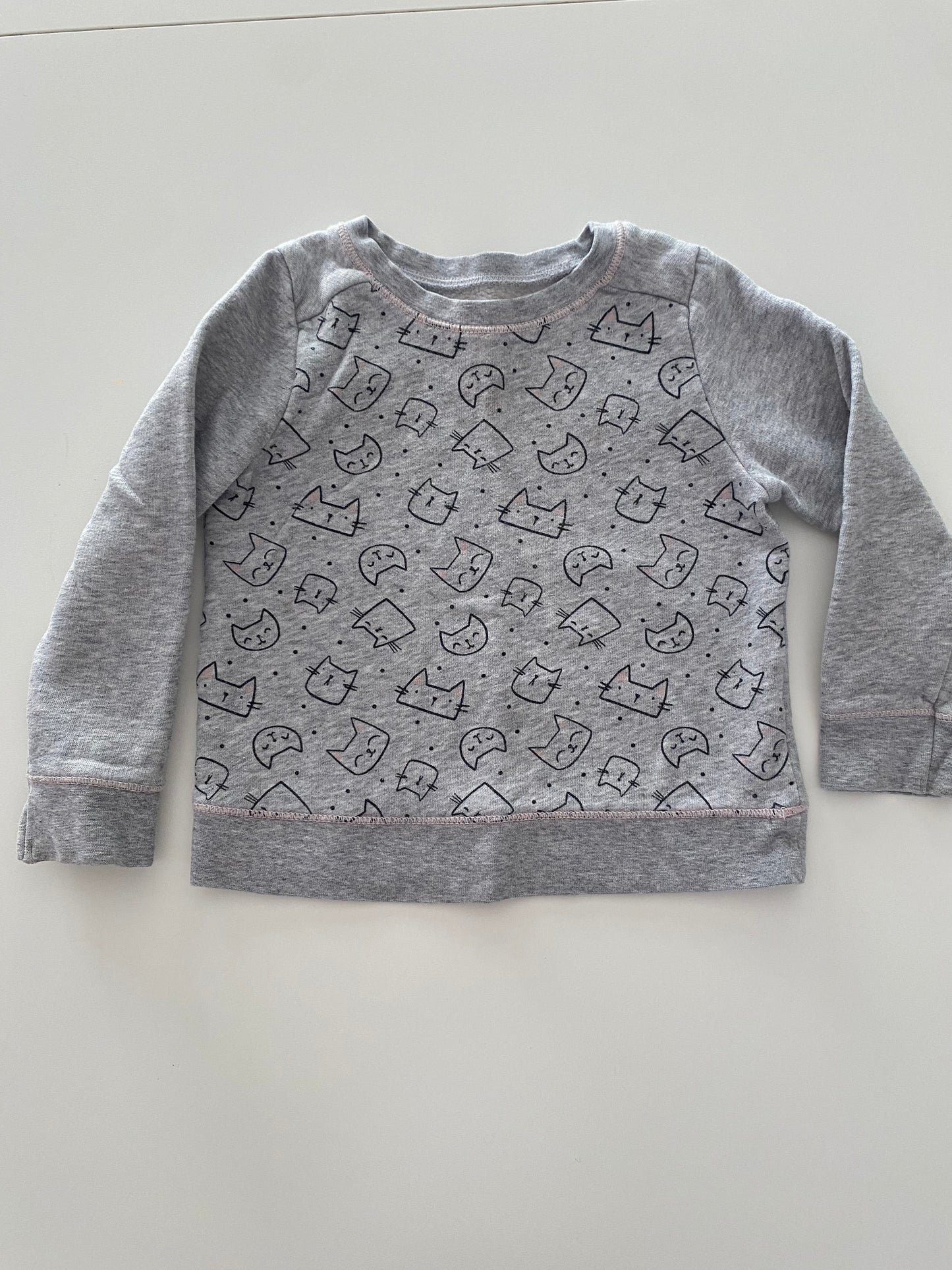 #117-Girls 3T, Cat & Jack Gray Kitty Sweatshirt, VGUC