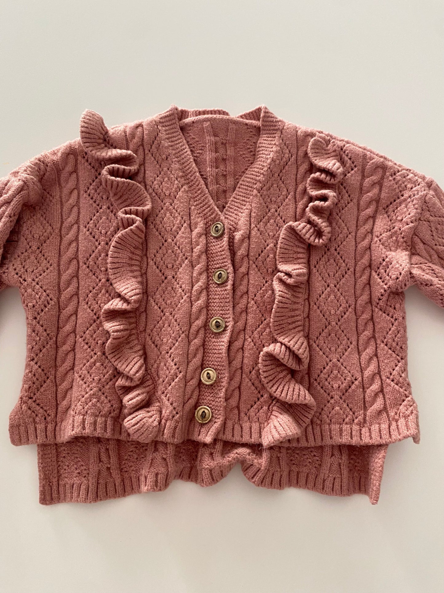 #117-Girls 3T, Boutique Rose Pink Knit Sweater Cardigan, VGUC,*reduced*