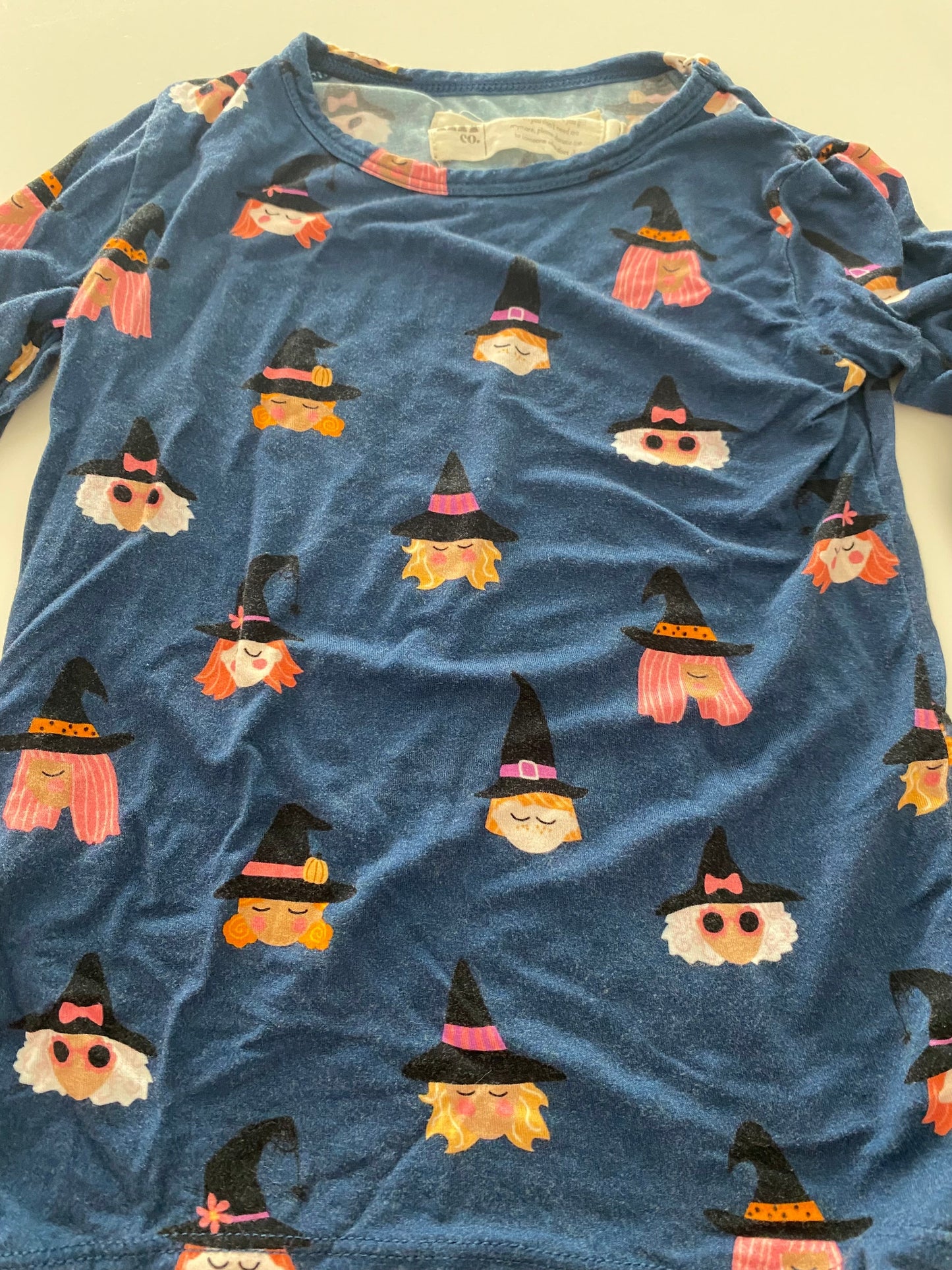 #117-Girls 4T, Minimalist Folk Navy Witches Pajamas, GUC,*reduced*