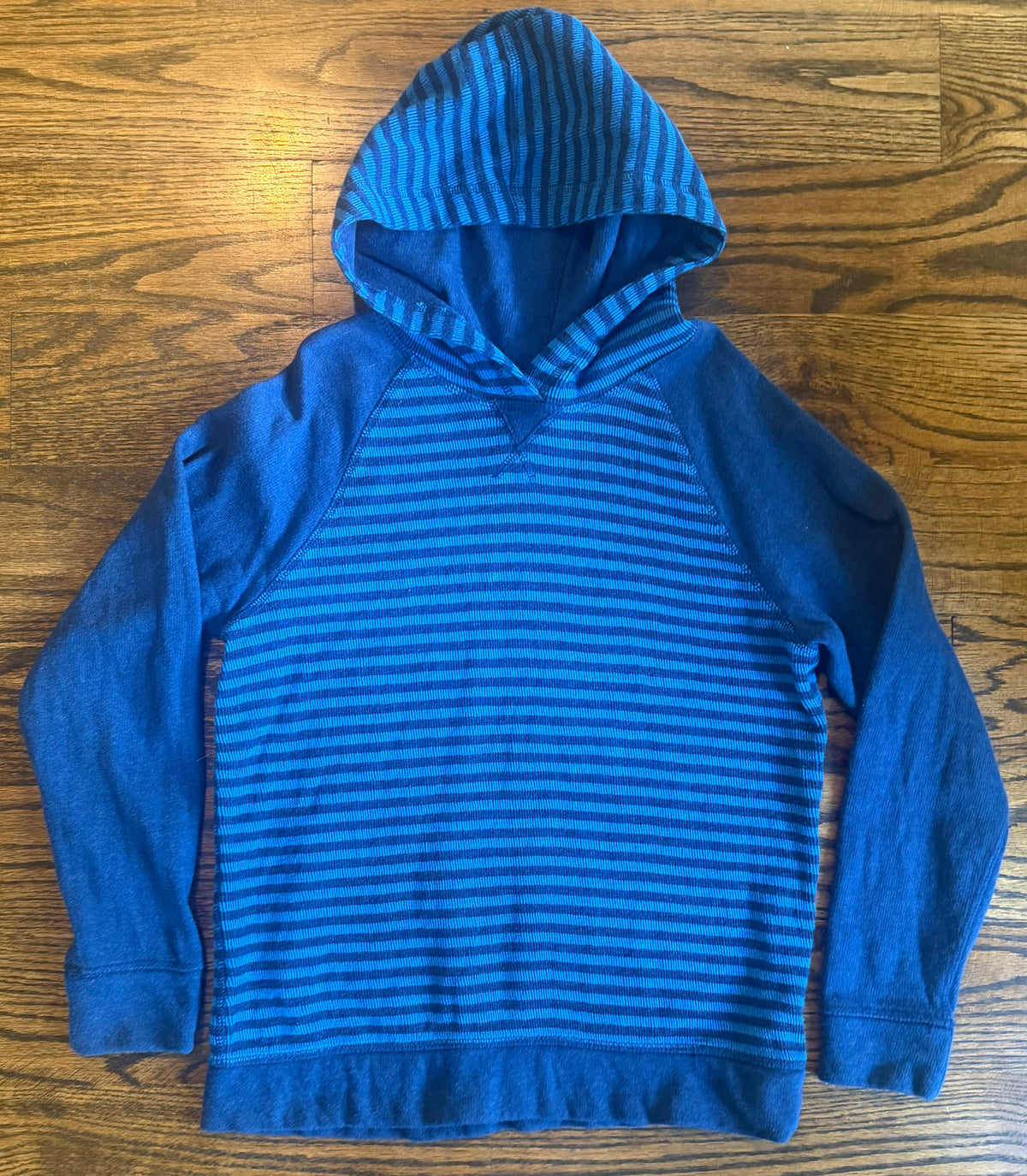 #75 Hanna Andersson Boys Striped Hoodie Pullover Size 8