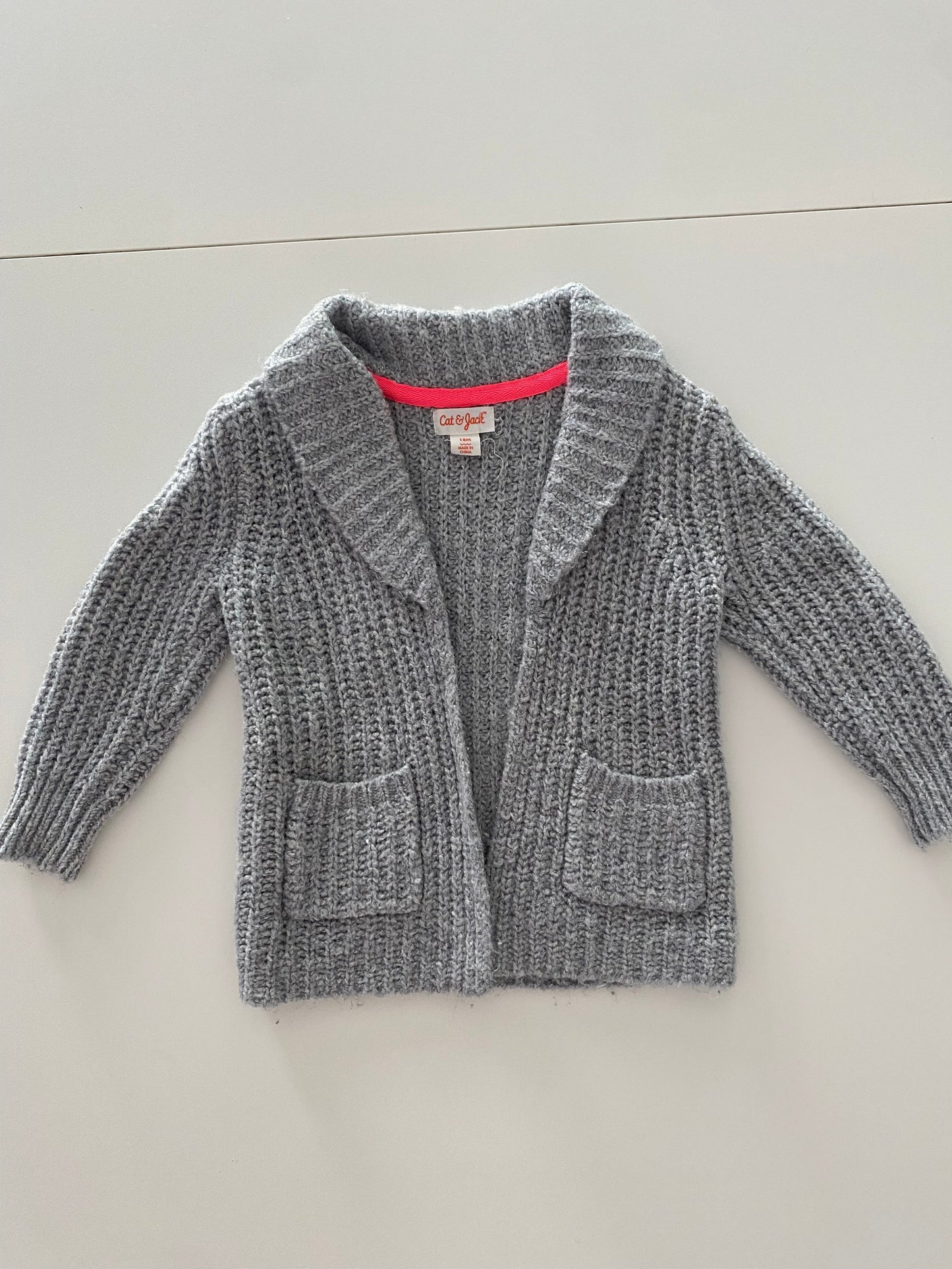 #117- Girls 18M, Cat & Jack Gray Sparkle Knit Cardigan,*reduced*