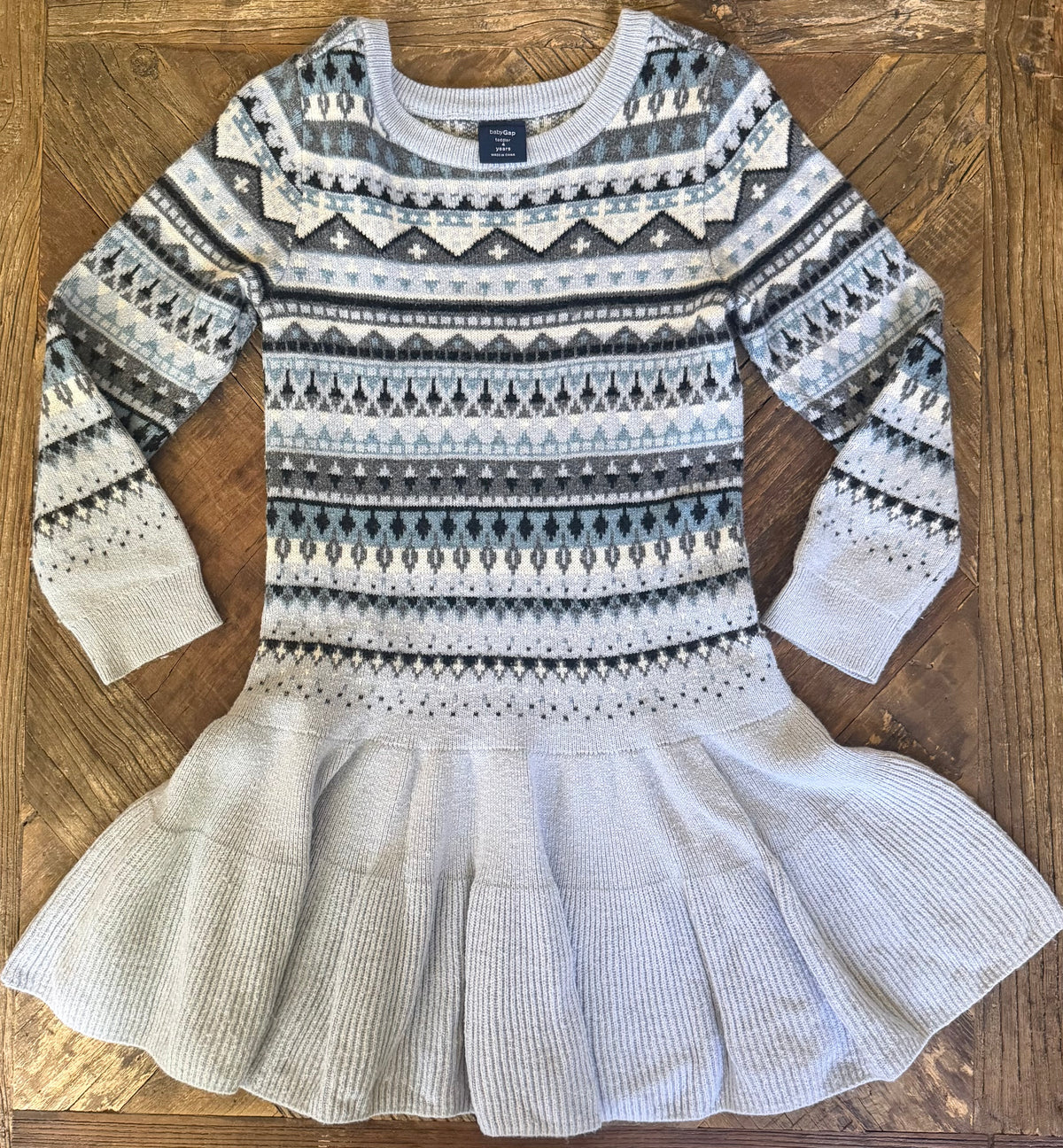 #75 Gap Girls Blue & Gray Sweater Dress, Size 4T