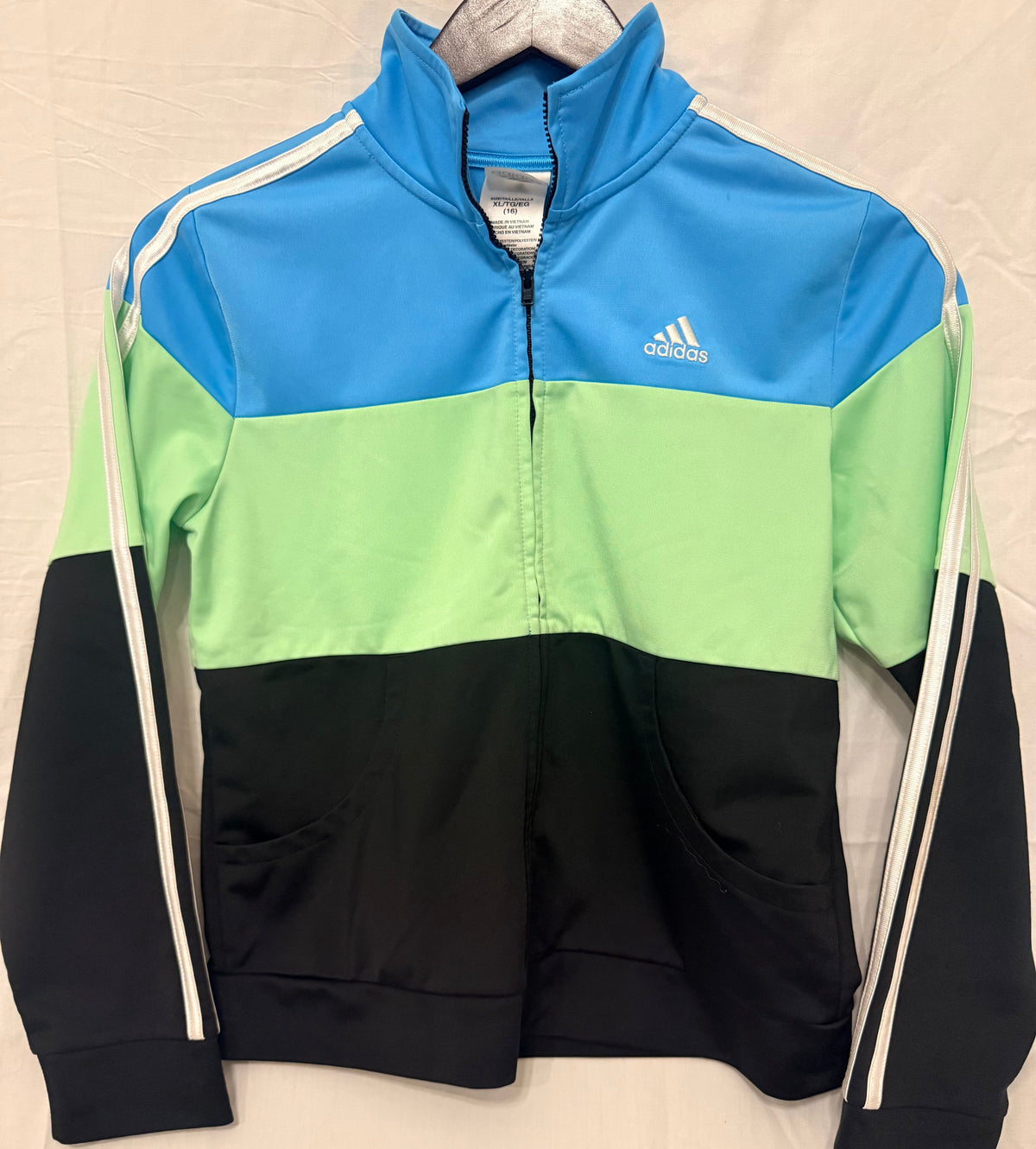 #143 Adidas zip up track jacket boys size L/XL