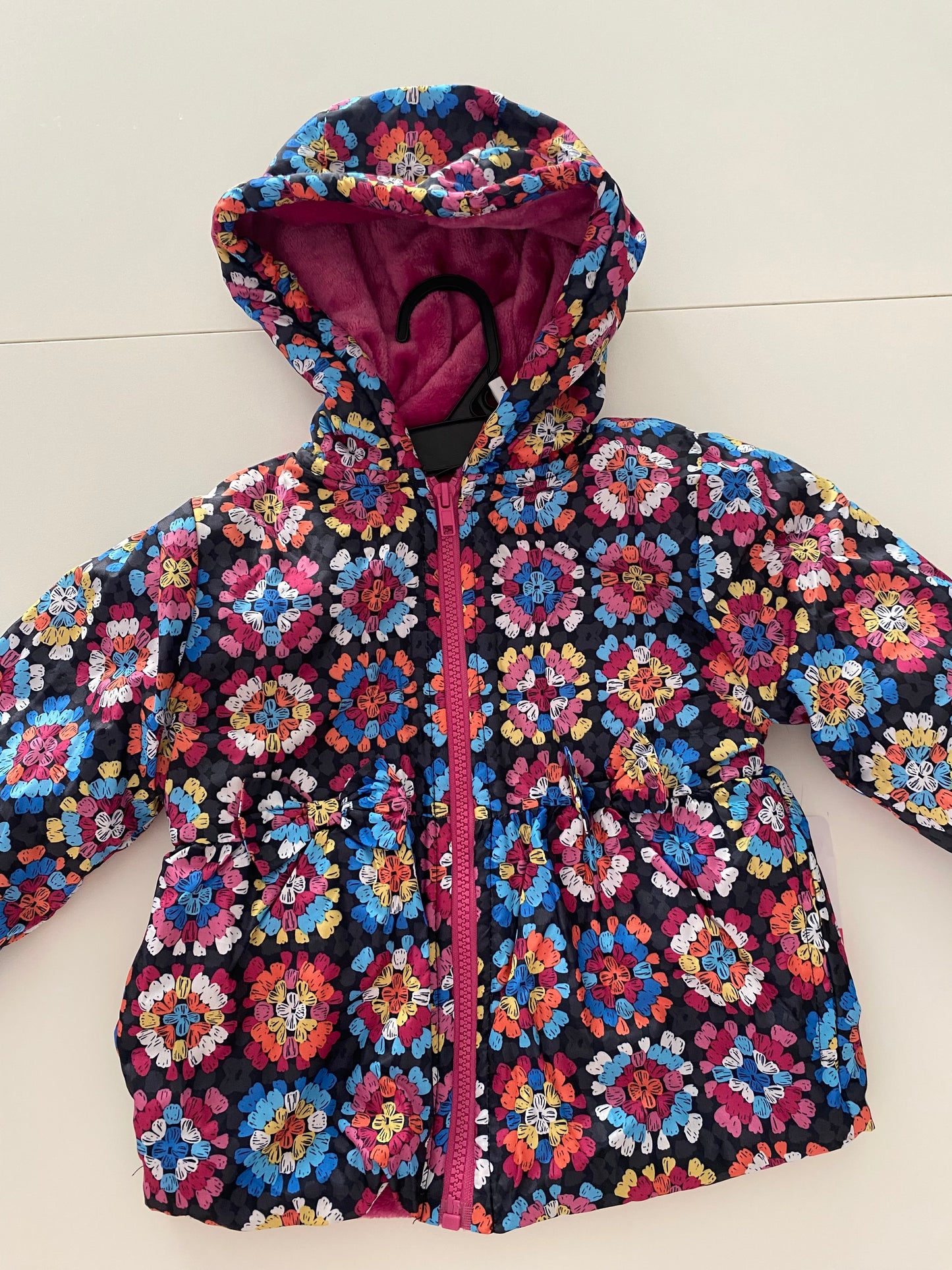 #117-Girls 3T, Penelope Mack Coat Bundle, Rainbow Heart and Flower Print, New