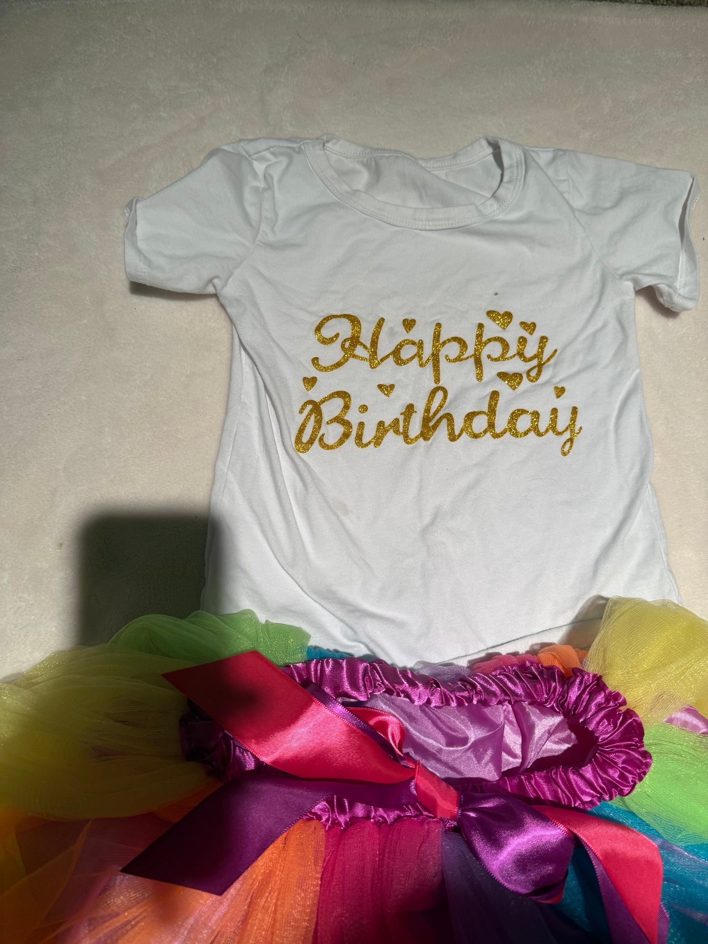 136 EUC happy birthday outfit girls 6-8