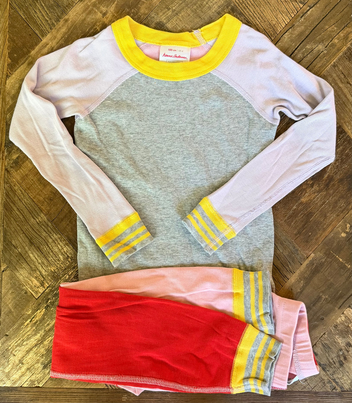 #75 Hanna Andersson Girls Colorblock Pajamas, Size 4