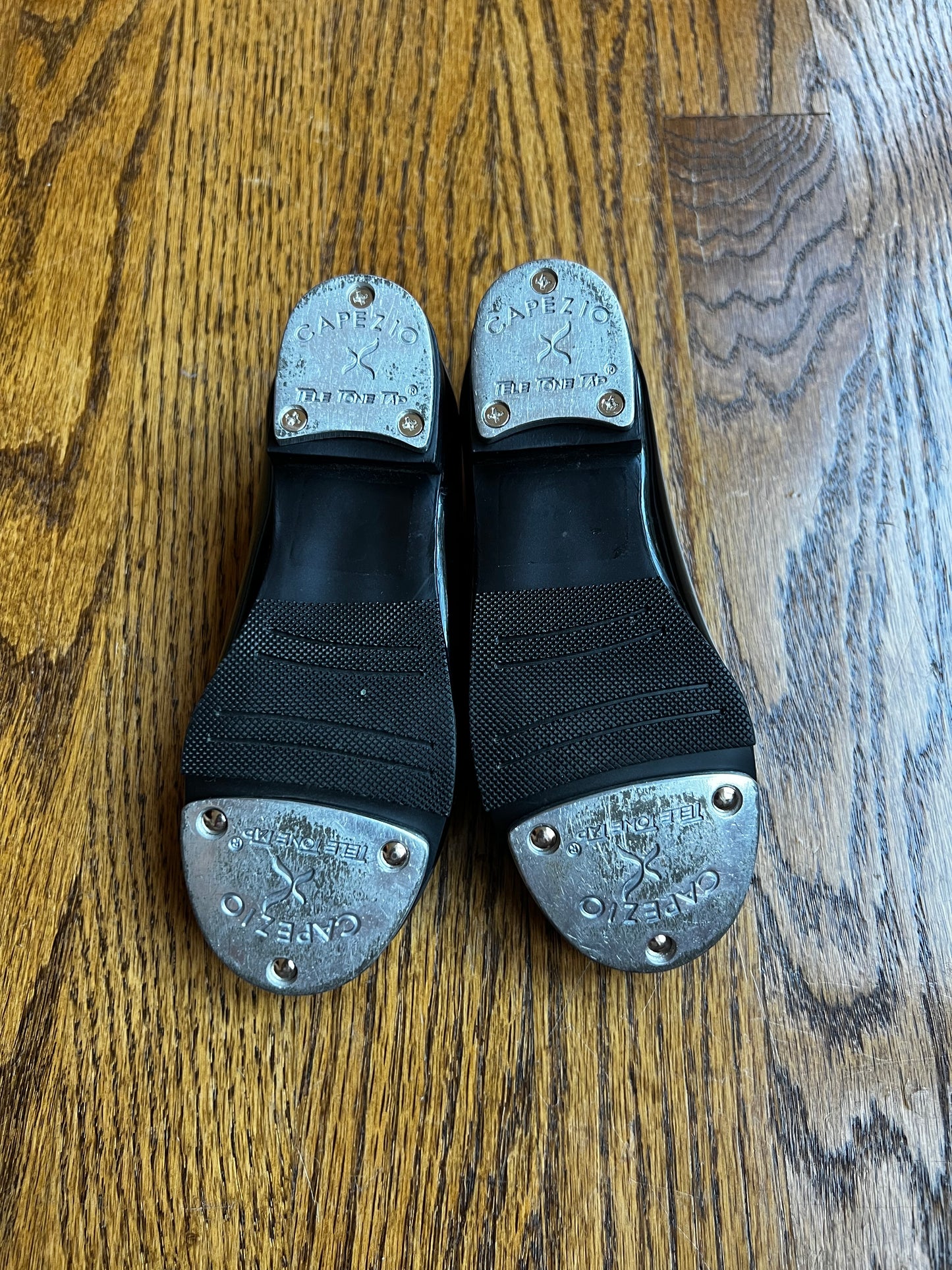 Seller #115 - Capezio Toddler Girls Size 9.5 Black Shiny Tap Shoes, VGUC