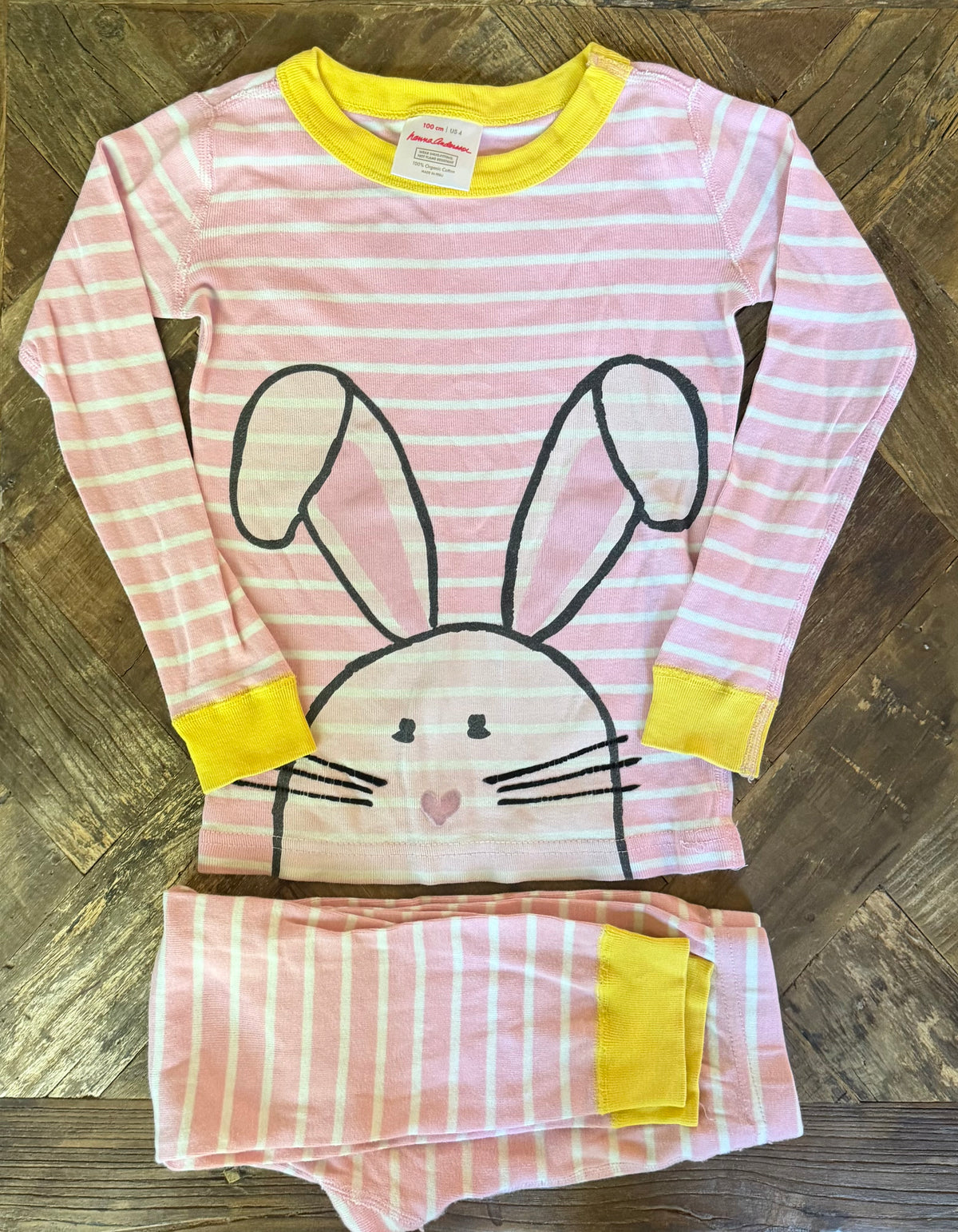 #75 Hanna Andersson Girls Bunny Pajamas, Size 4