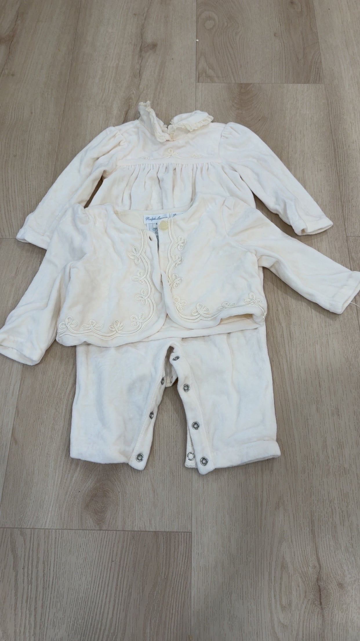 REDUCED! #49 girls Ralph Lauren cream sleeper with cardigan 6 months VGUC
